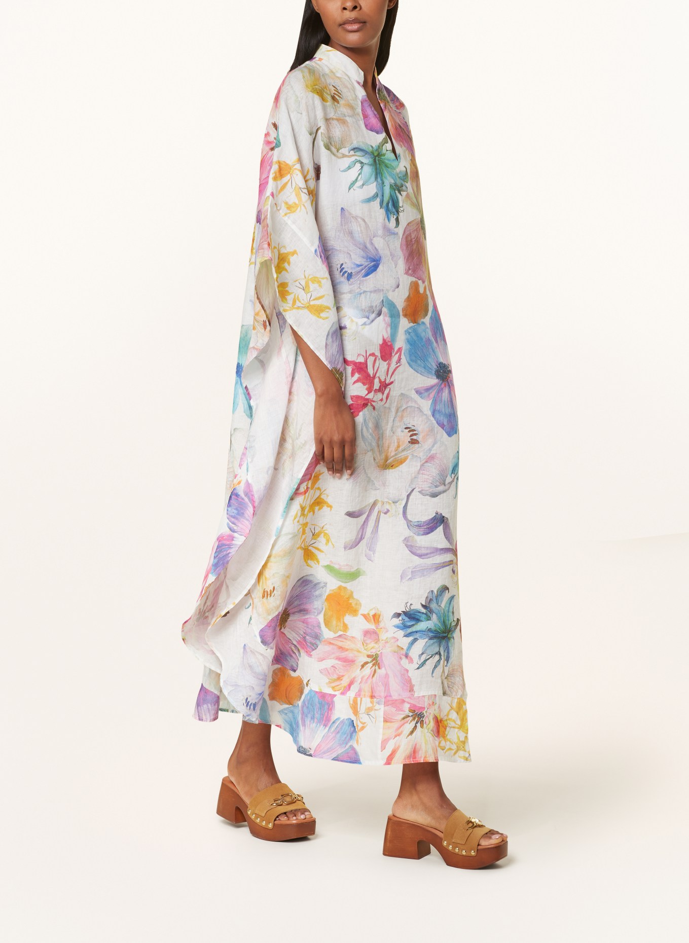 120%lino Kaftan made of linen, Color: WHITE/ PURPLE/ FUCHSIA (Image 5)