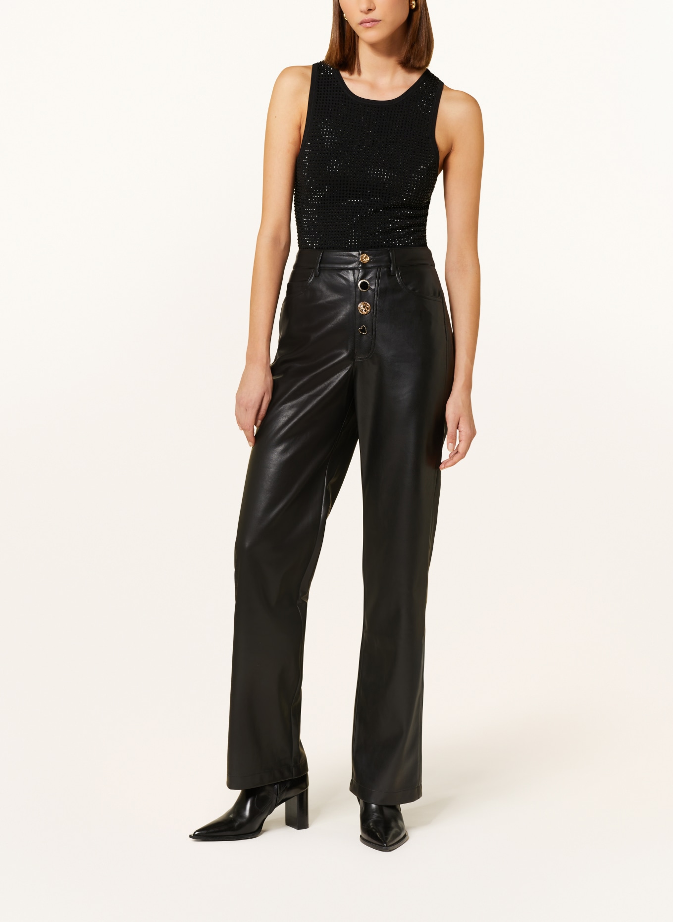 ROTATE Pants in leather look, Color: BLACK (Image 2)