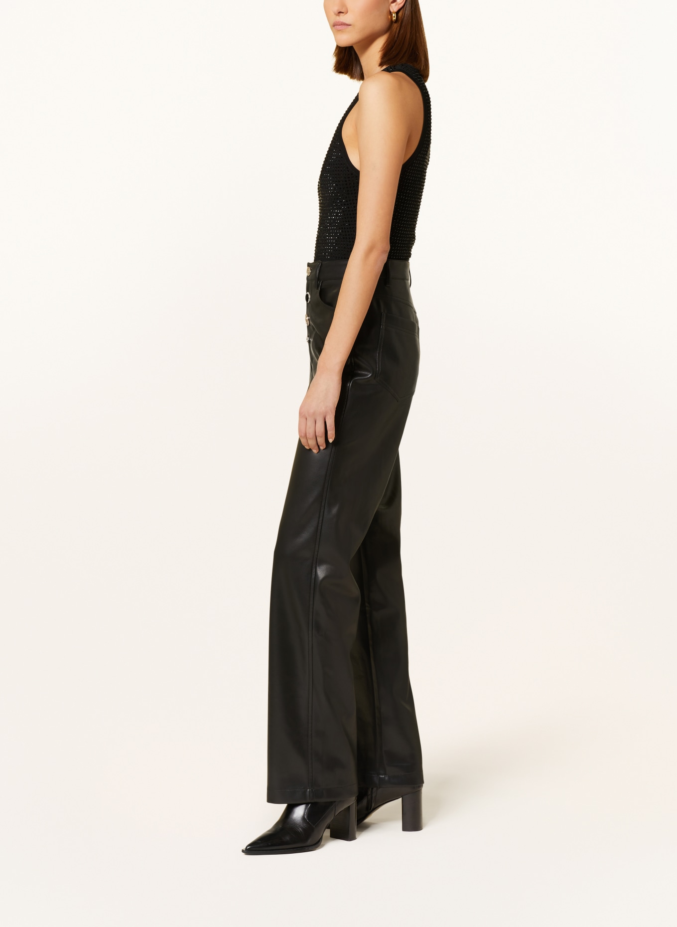 ROTATE Pants in leather look, Color: BLACK (Image 4)