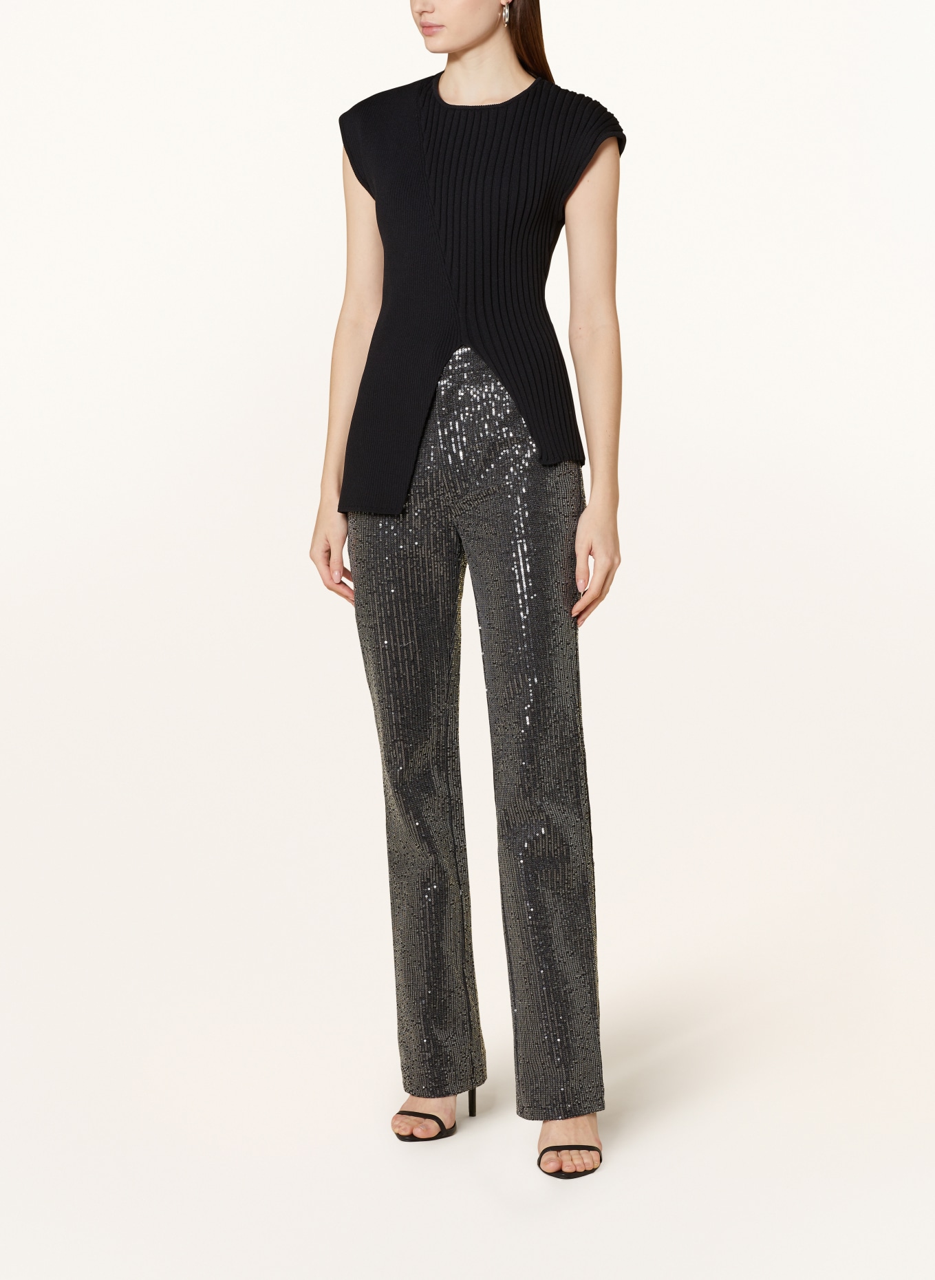 ROTATE Straight jeans with sequins, Color: BLACK (Image 2)