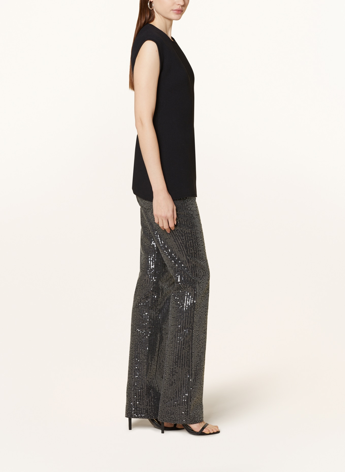 ROTATE Straight jeans with sequins, Color: BLACK (Image 4)