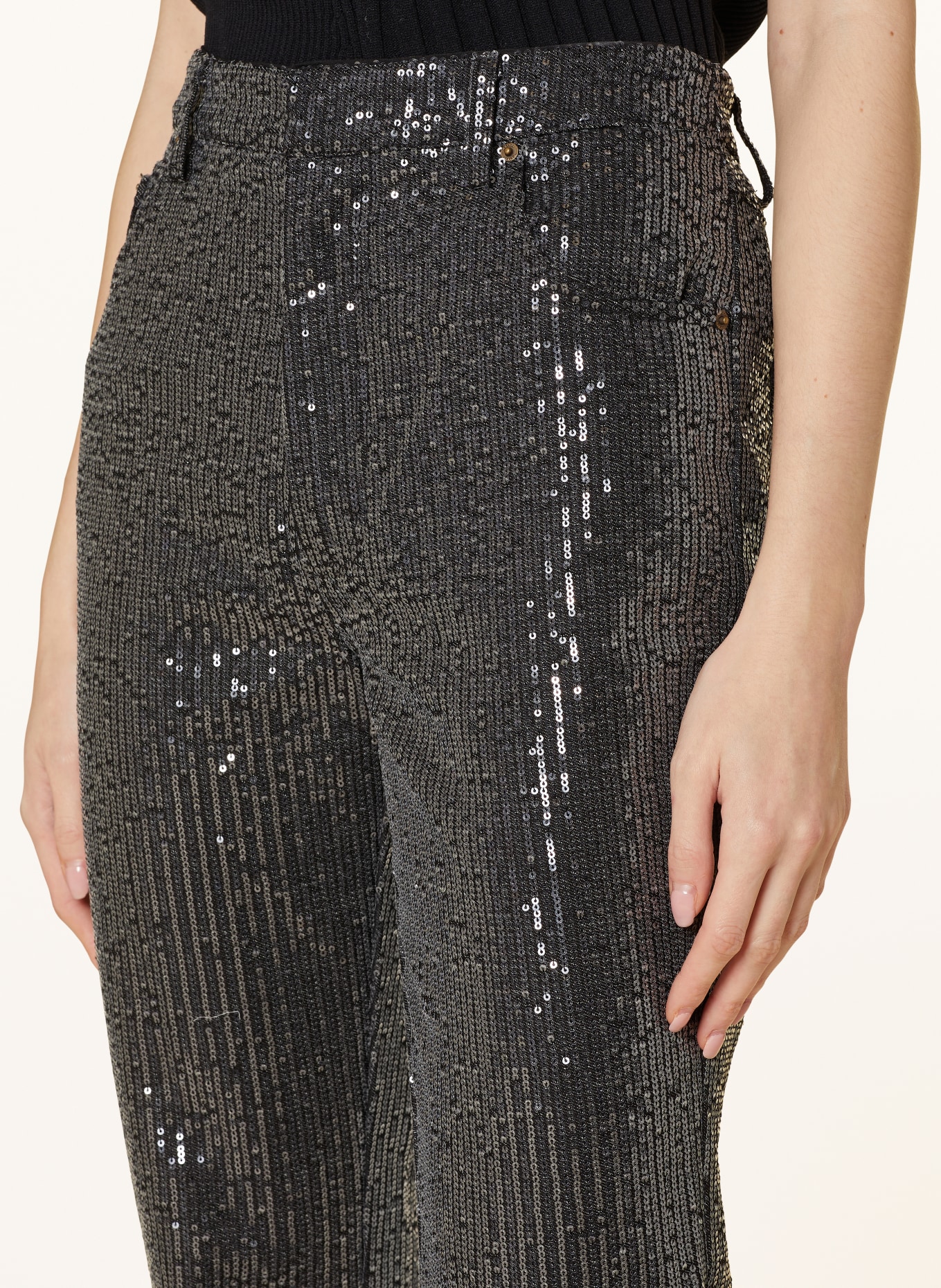 ROTATE Straight jeans with sequins, Color: BLACK (Image 5)