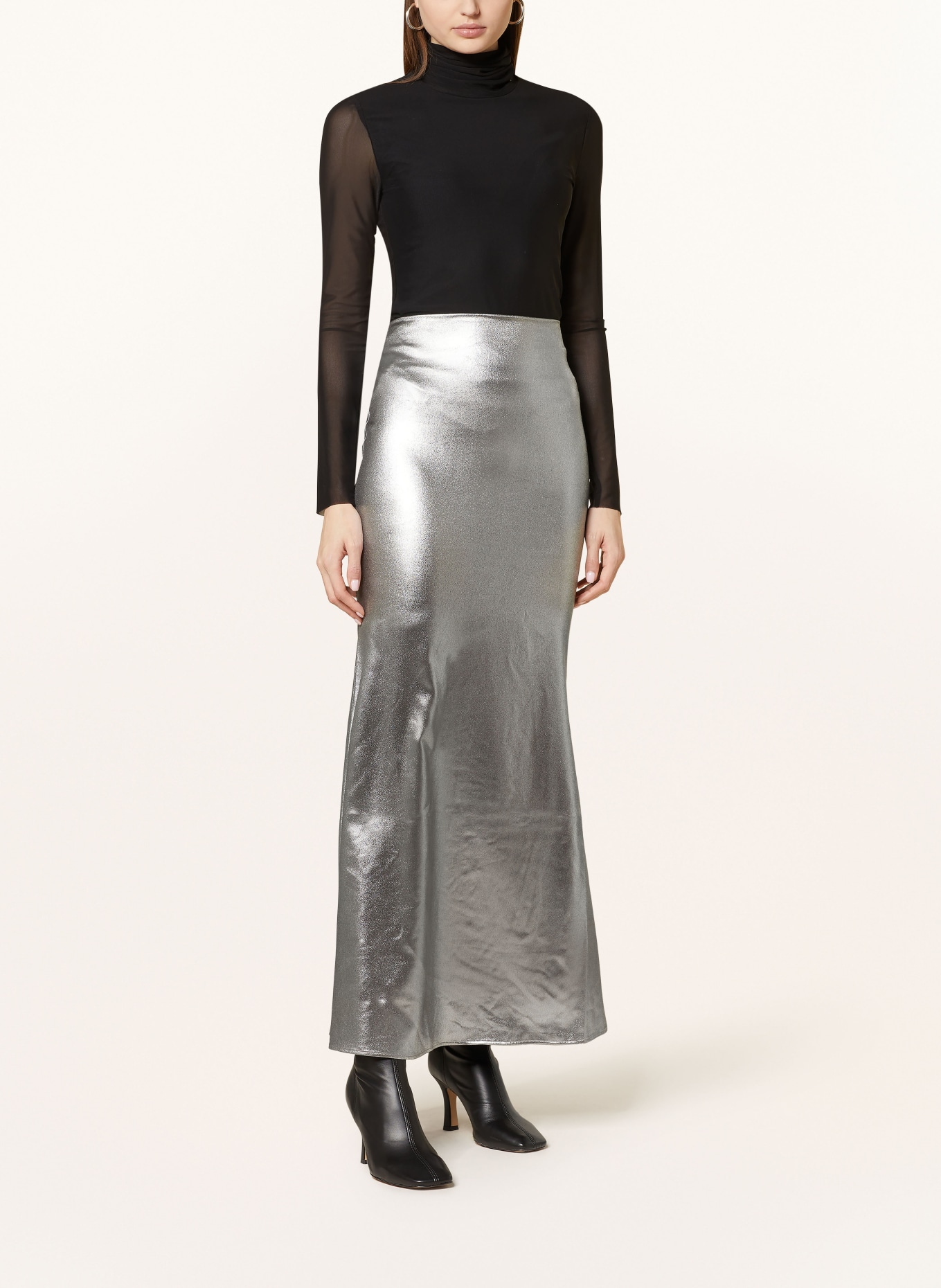 ROTATE Skirt with glitter thread, Color: SILVER (Image 2)