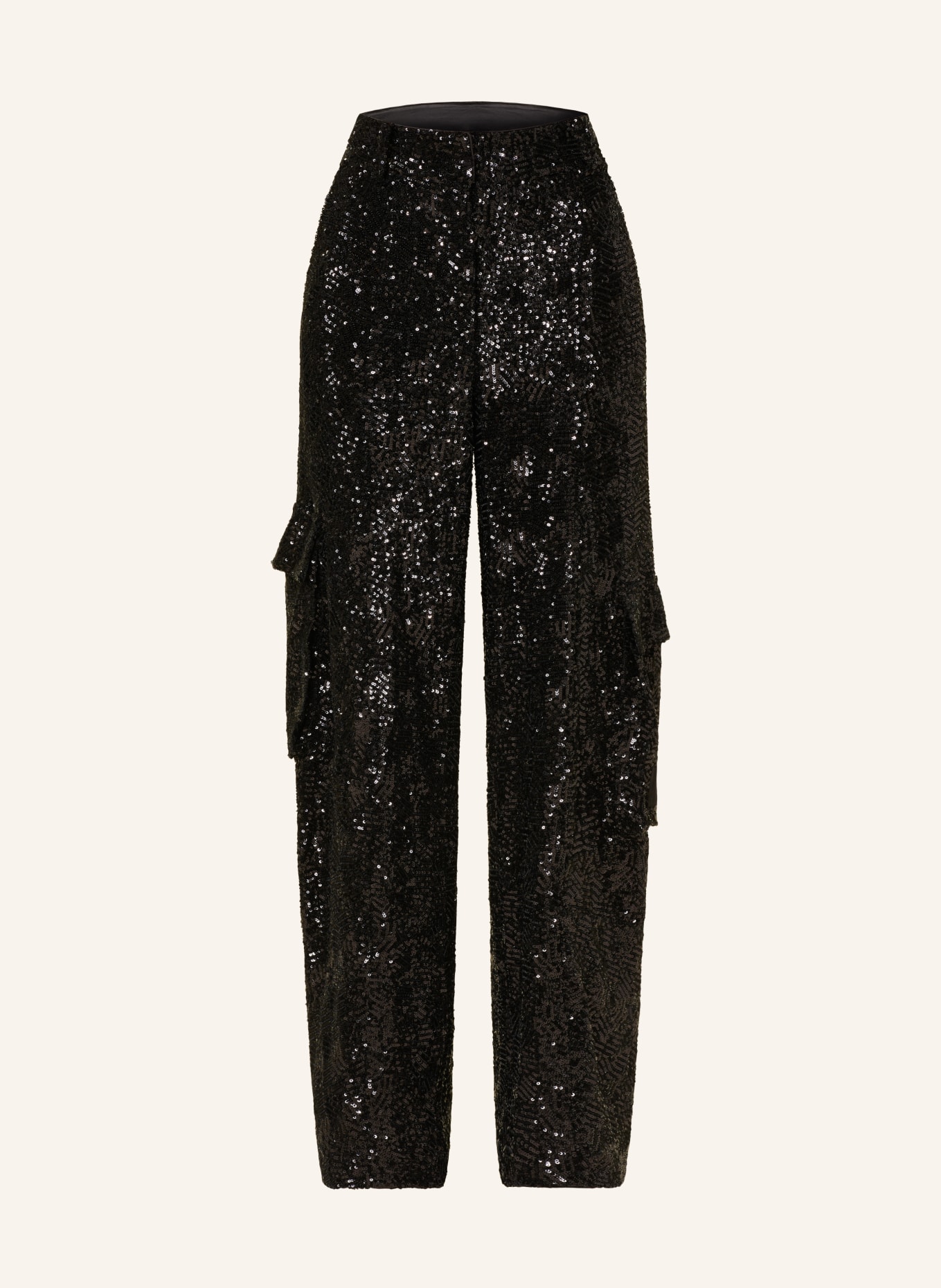 ROTATE Cargo pants with sequins, Color: BLACK (Image 1)