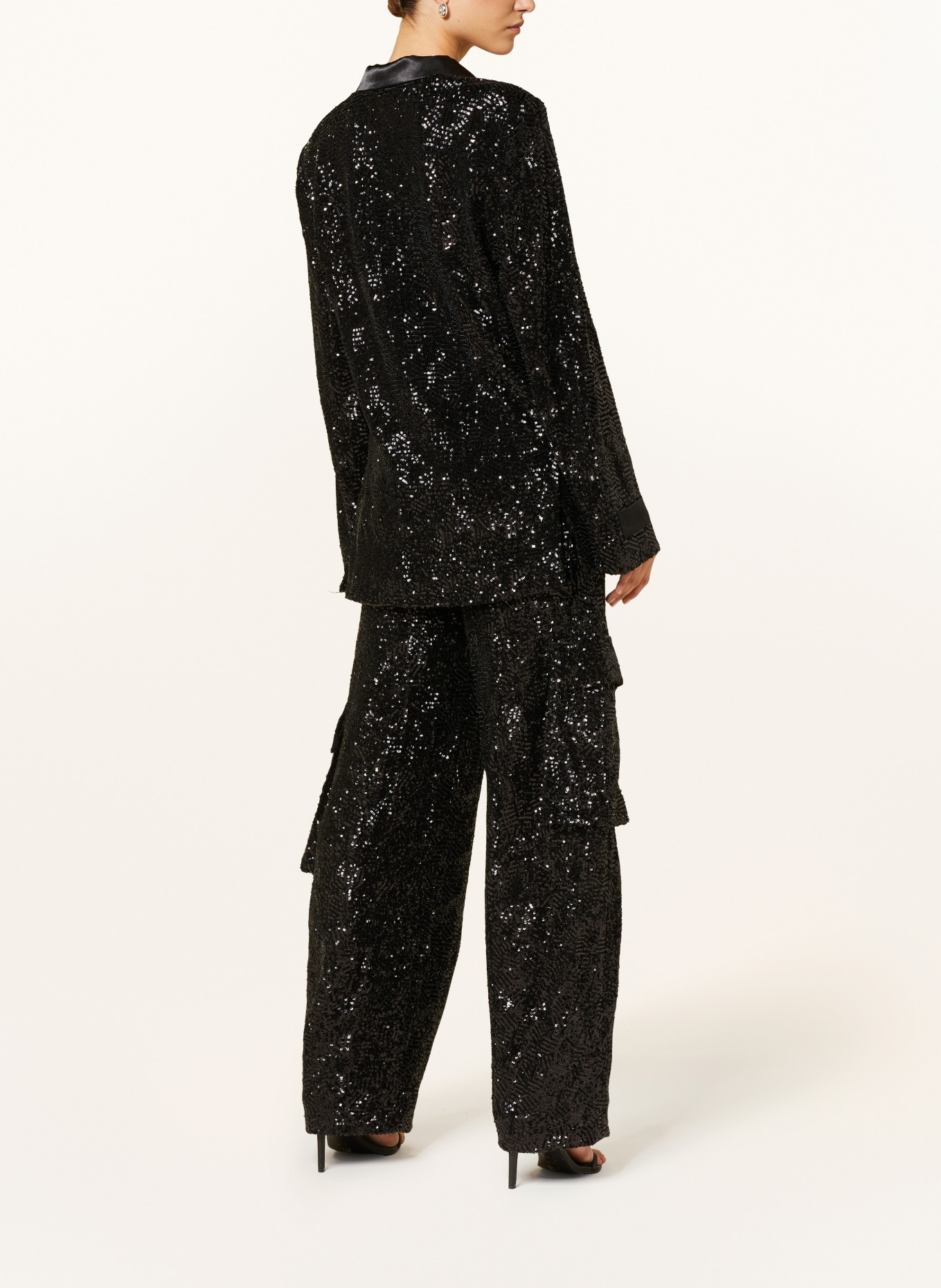 ROTATE Cargo pants with sequins, Color: BLACK (Image 3)