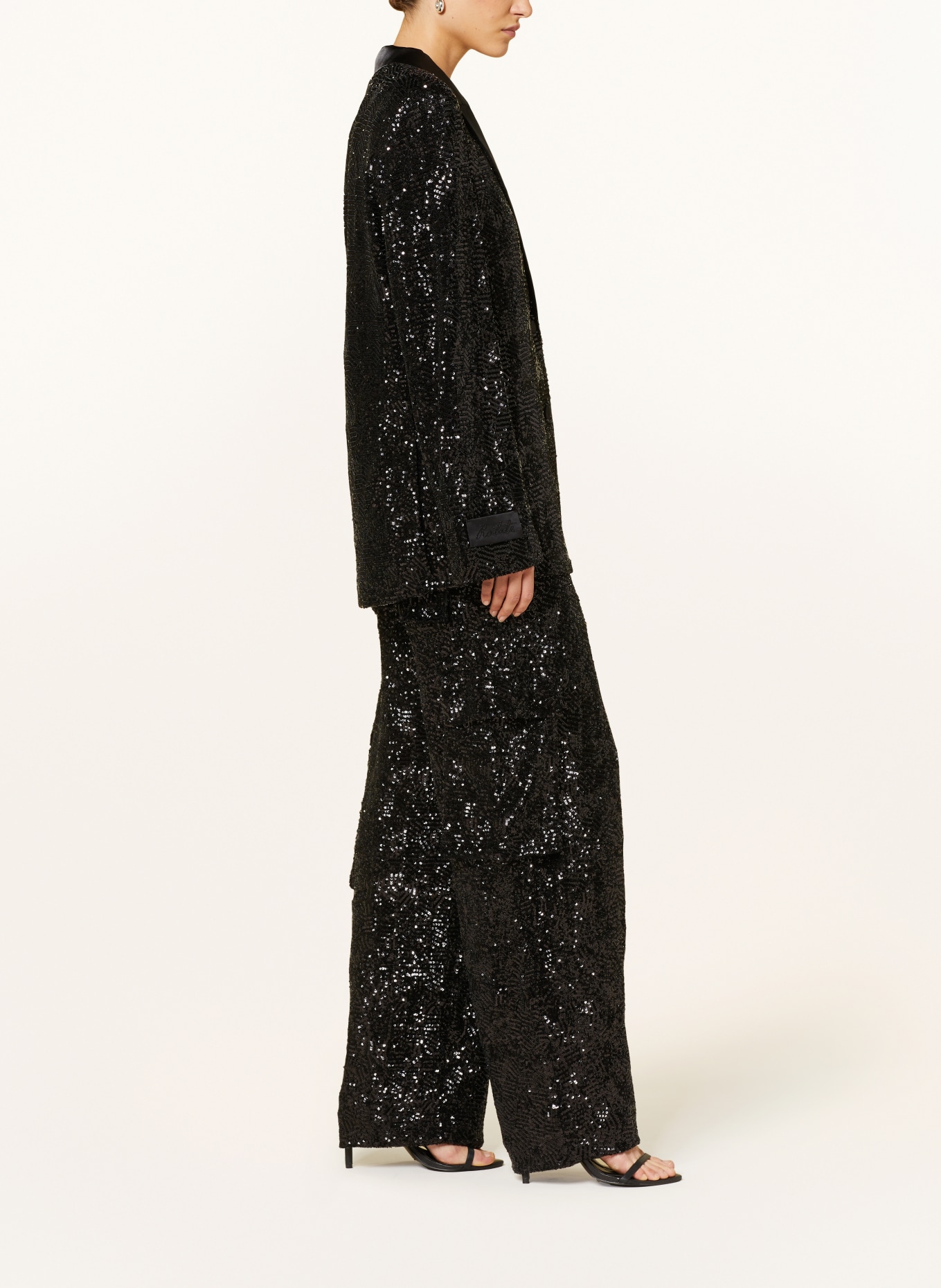 ROTATE Cargo pants with sequins, Color: BLACK (Image 4)