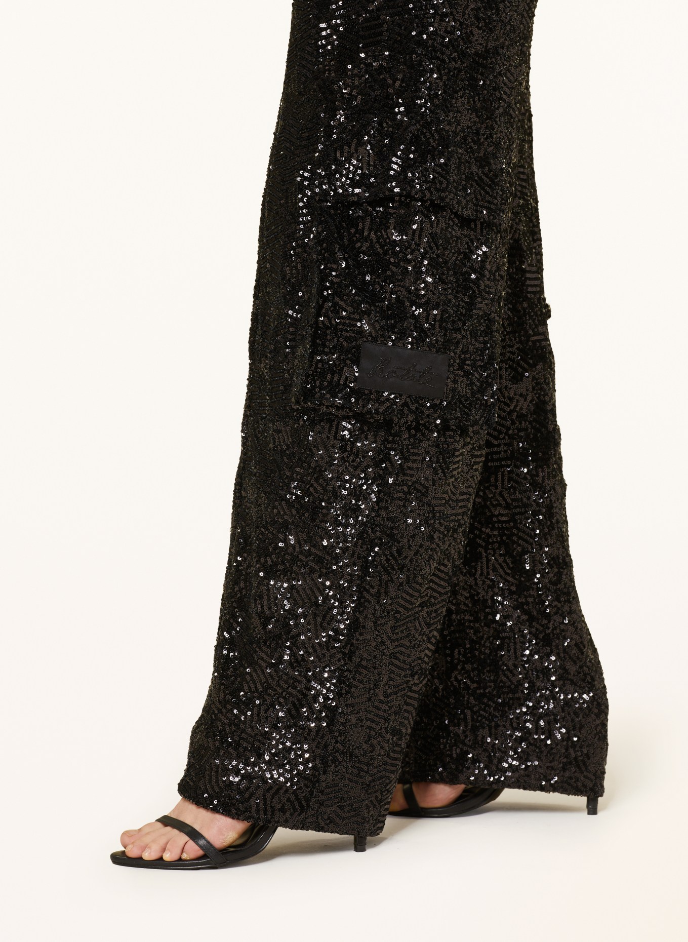 ROTATE Cargo pants with sequins, Color: BLACK (Image 7)