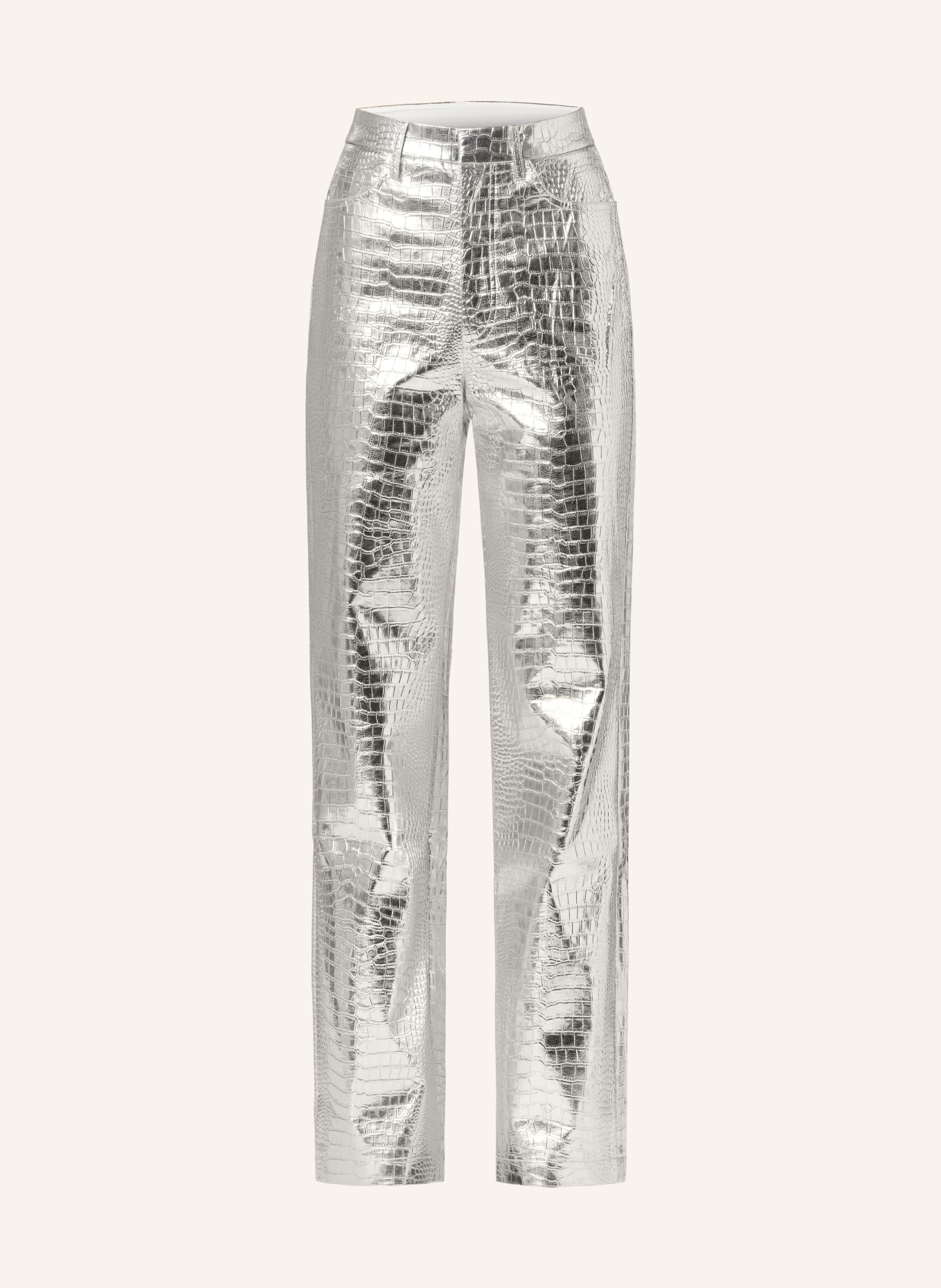 ROTATE Pants in leather look, Color: SILVER (Image 1)