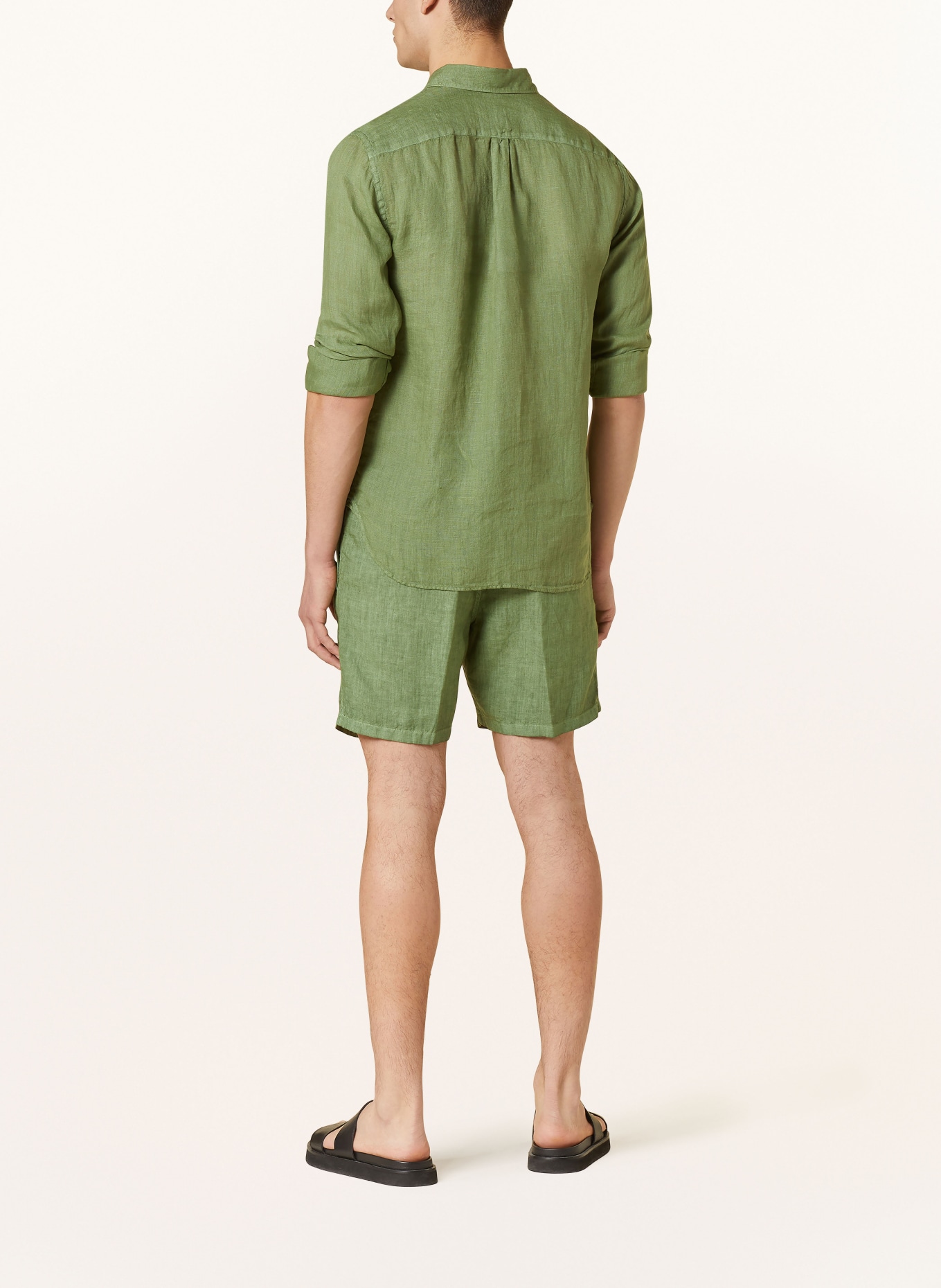 120%lino Linen shorts, Color: DARK GREEN (Image 3)