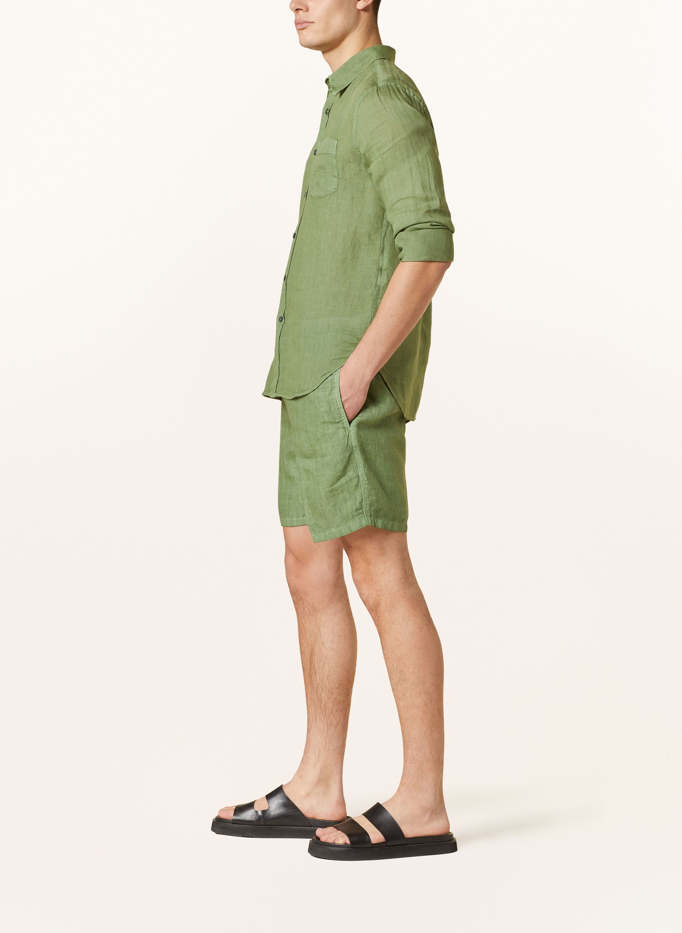 120%lino Linen shorts, Color: DARK GREEN (Image 4)