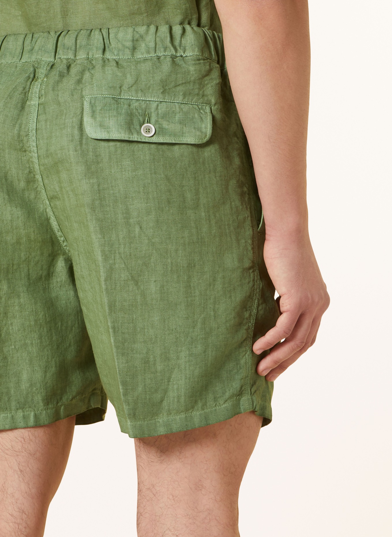 120%lino Linen shorts, Color: DARK GREEN (Image 6)