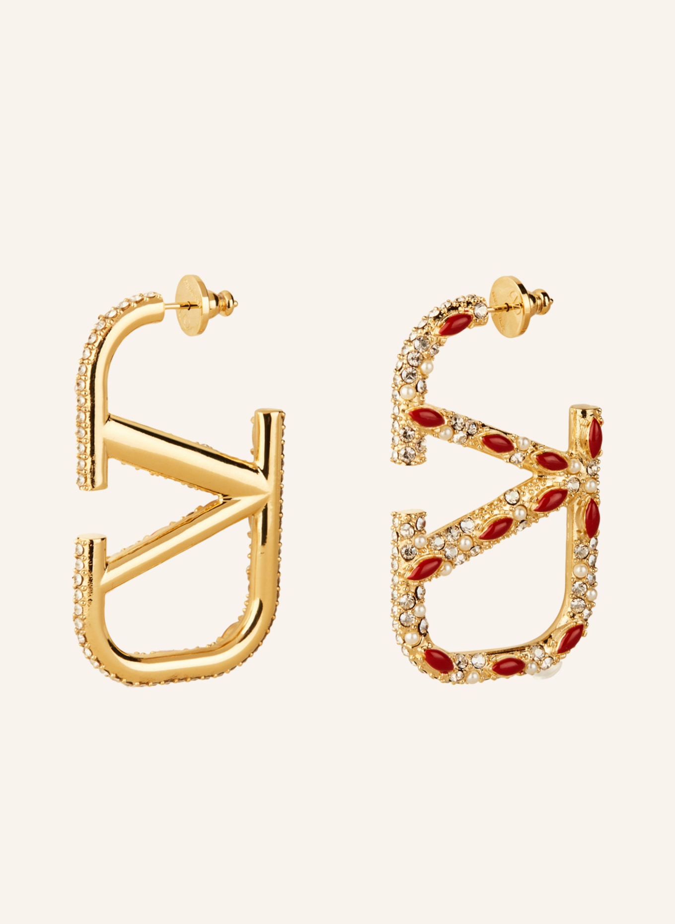 VALENTINO GARAVANI Earrings VLOGO SIGNATURE, Color: GOLD/ RED/ WHITE (Image 1)