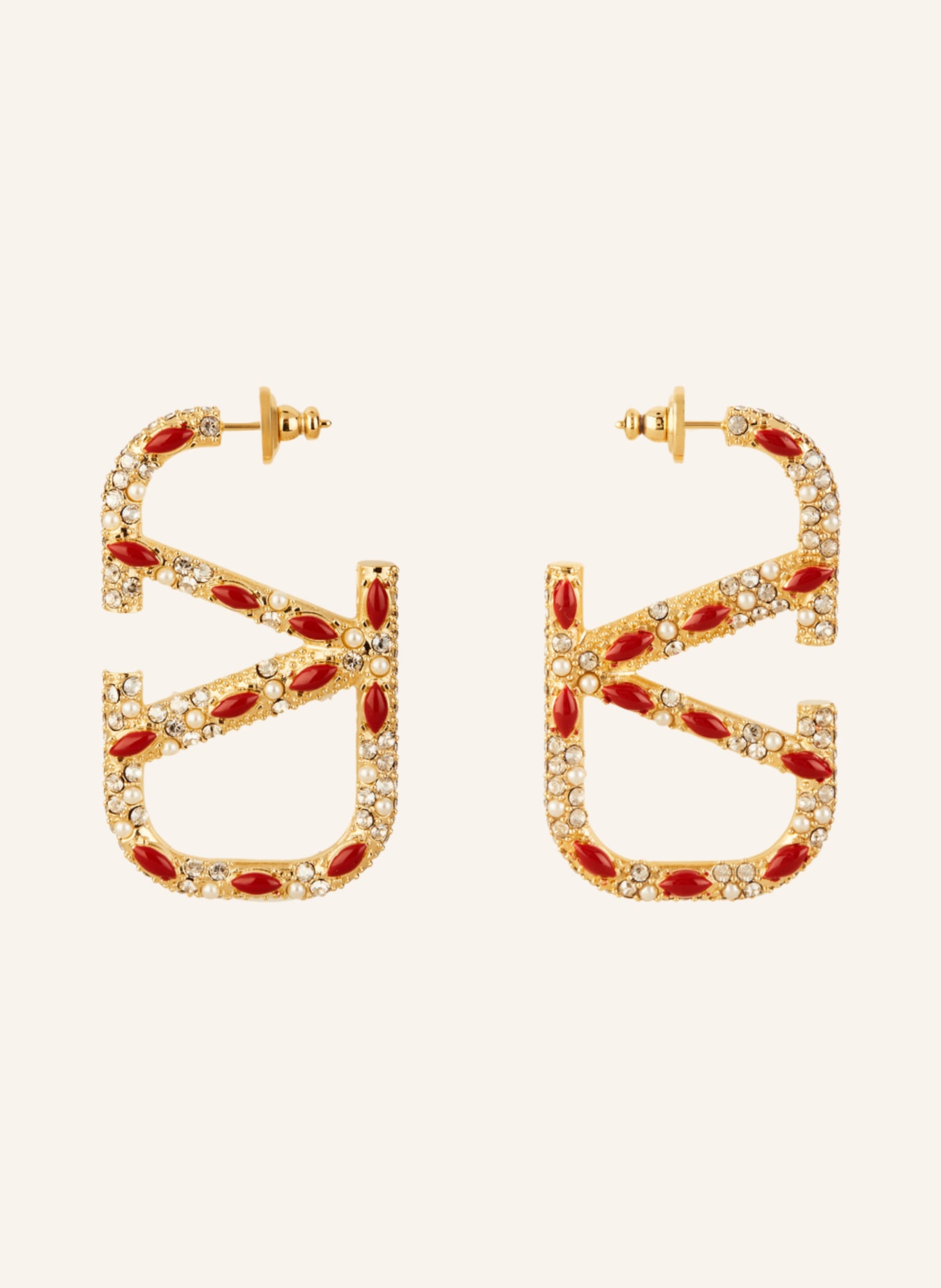 VALENTINO GARAVANI Earrings VLOGO SIGNATURE, Color: GOLD/ RED/ WHITE (Image 2)