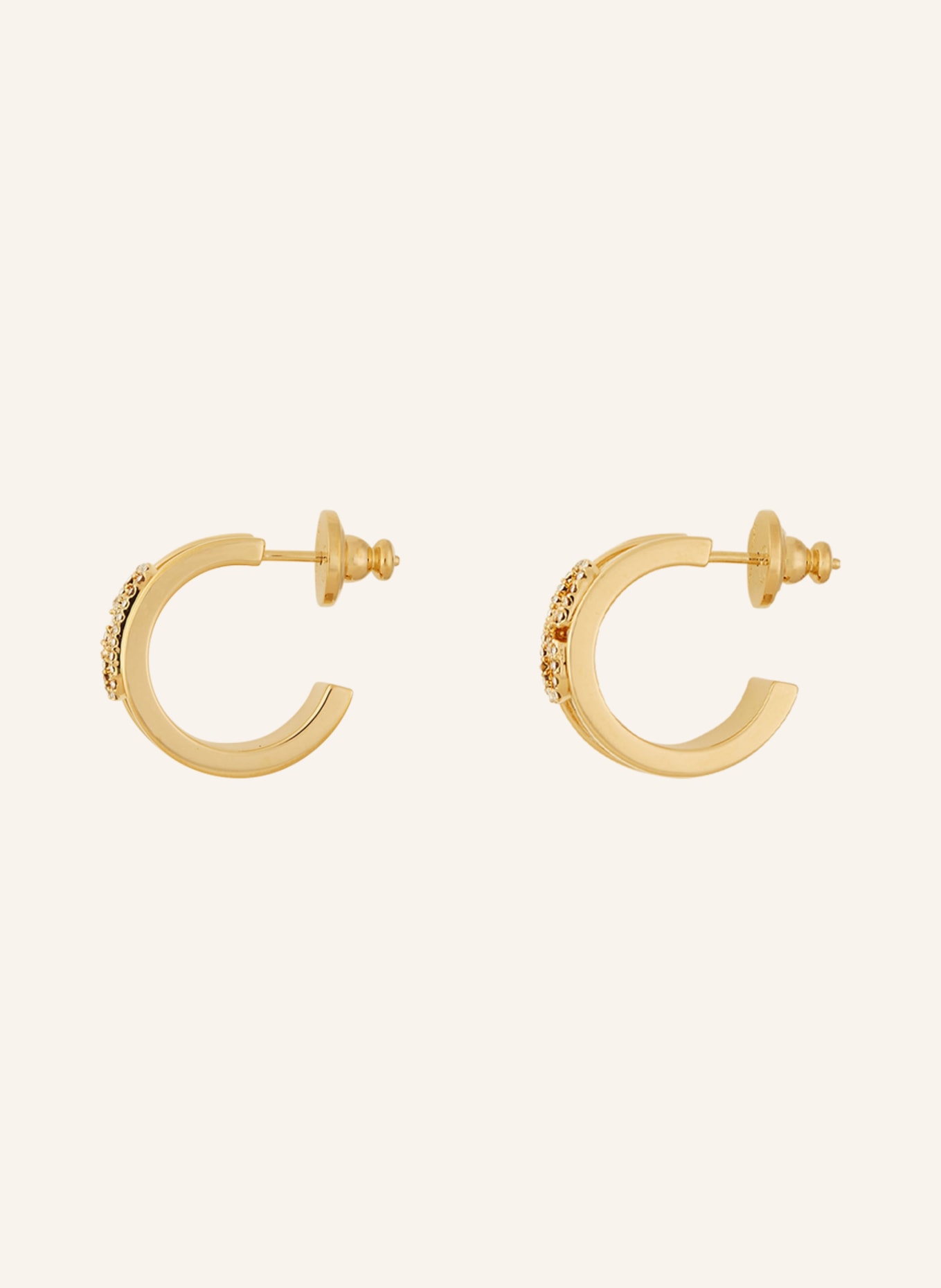 VALENTINO GARAVANI Creole earrings VLOGO SIGNATURE with Swarovski® crystals, Color: GOLD/ WHITE (Image 2)