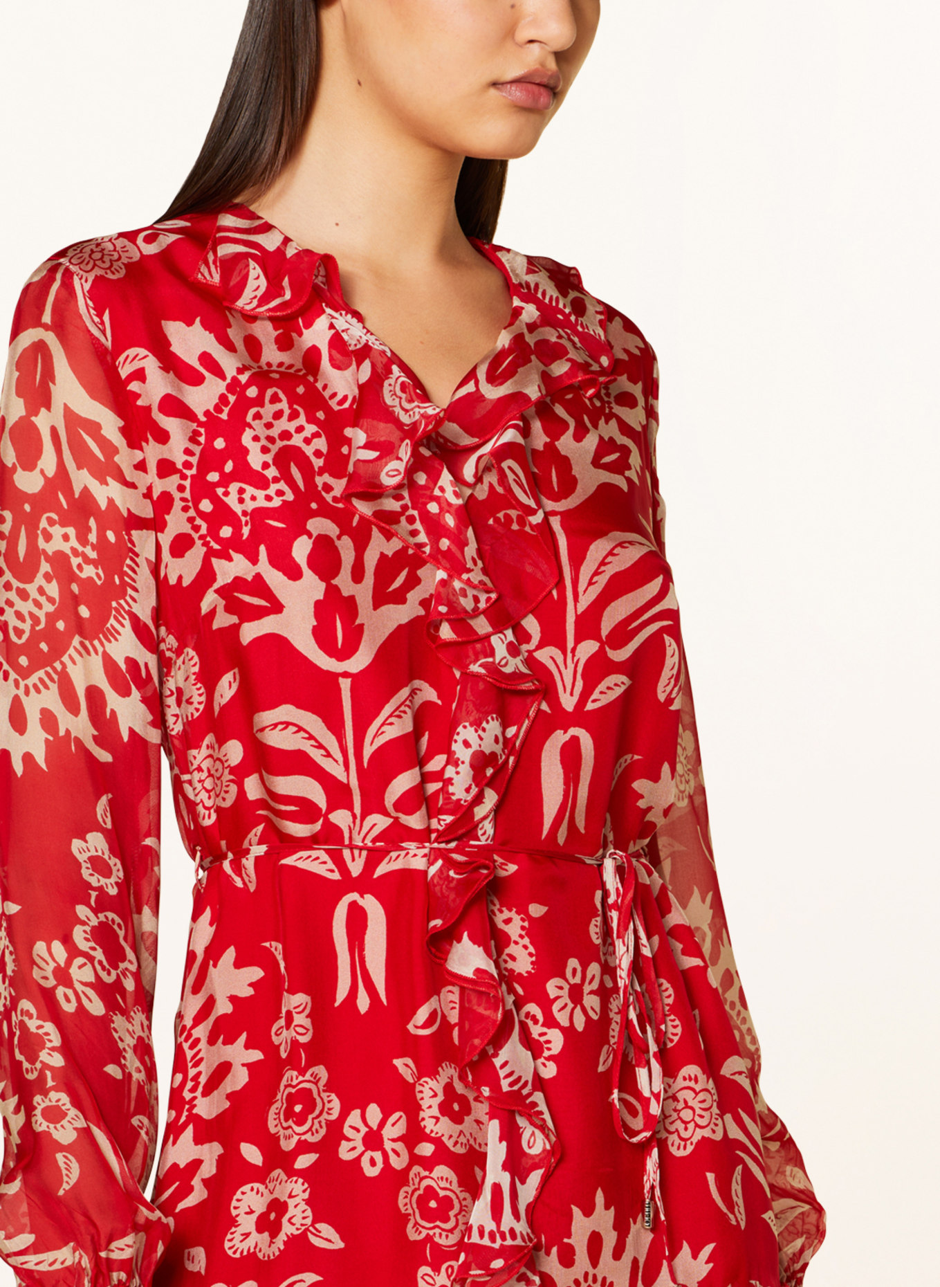 LIU JO Kleid mit Volants, Farbe: BEIGE/ ROT (Bild 4)