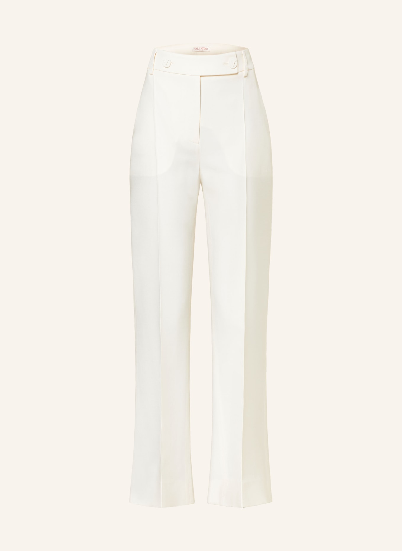 VALENTINO Wide leg trousers with silk, Color: ECRU (Image 1)