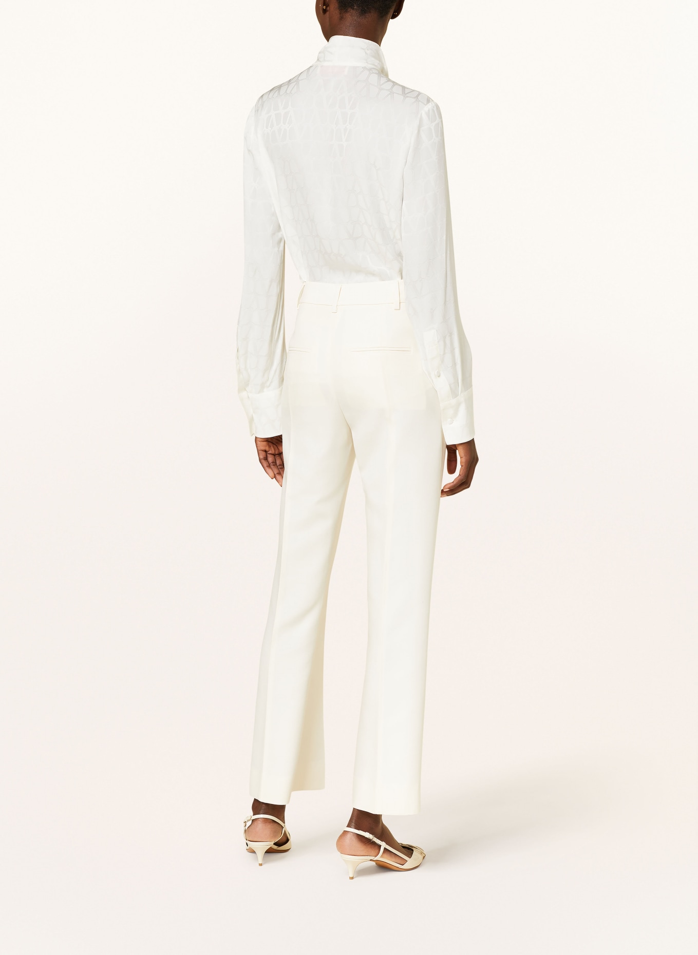 VALENTINO Wide leg trousers with silk, Color: ECRU (Image 4)