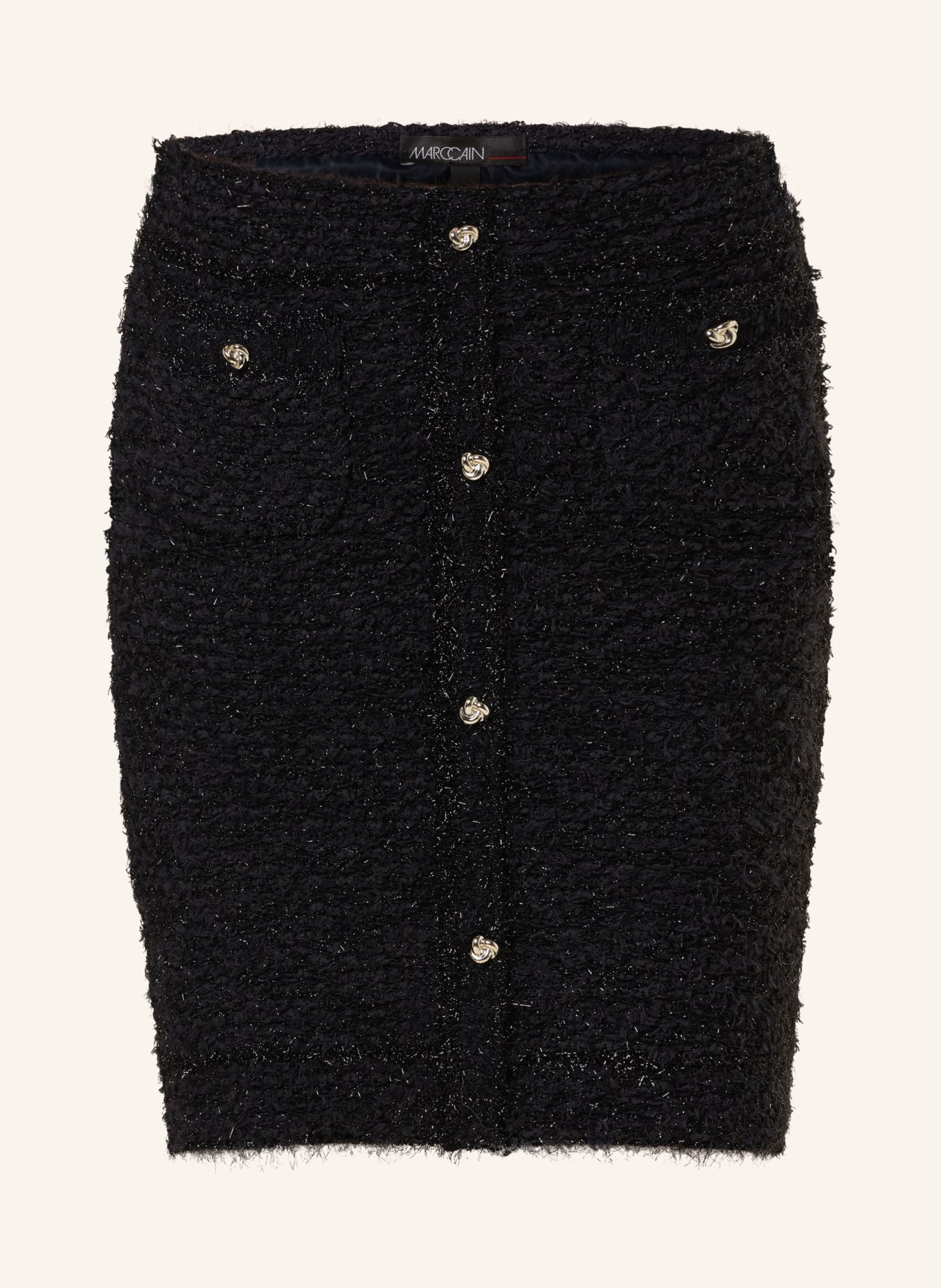 MARC CAIN Spódnica z tweedu z błyszczącą przędzą, Kolor: CZARNY (Obrazek 1)