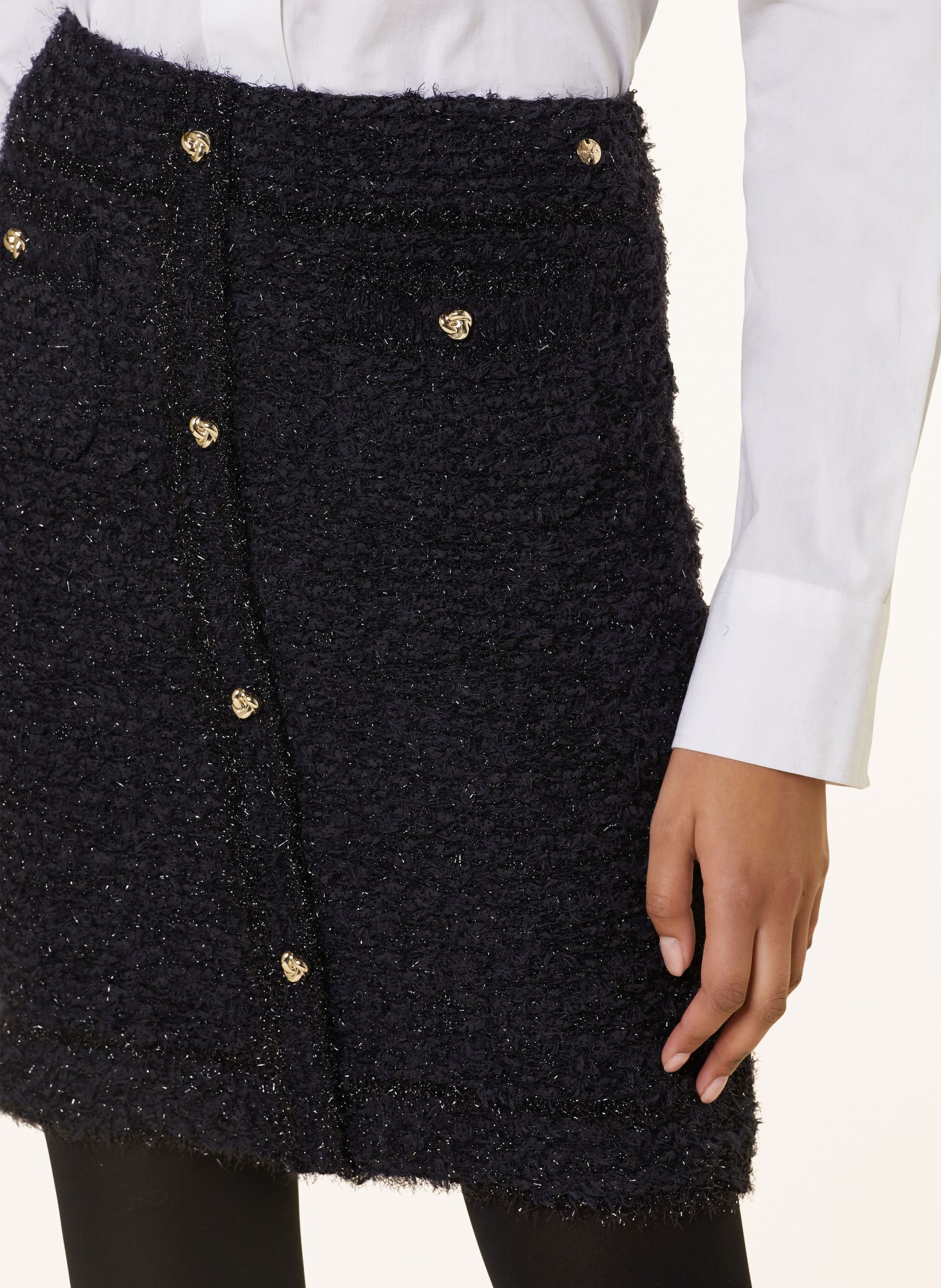 MARC CAIN Spódnica z tweedu z błyszczącą przędzą, Kolor: CZARNY (Obrazek 4)