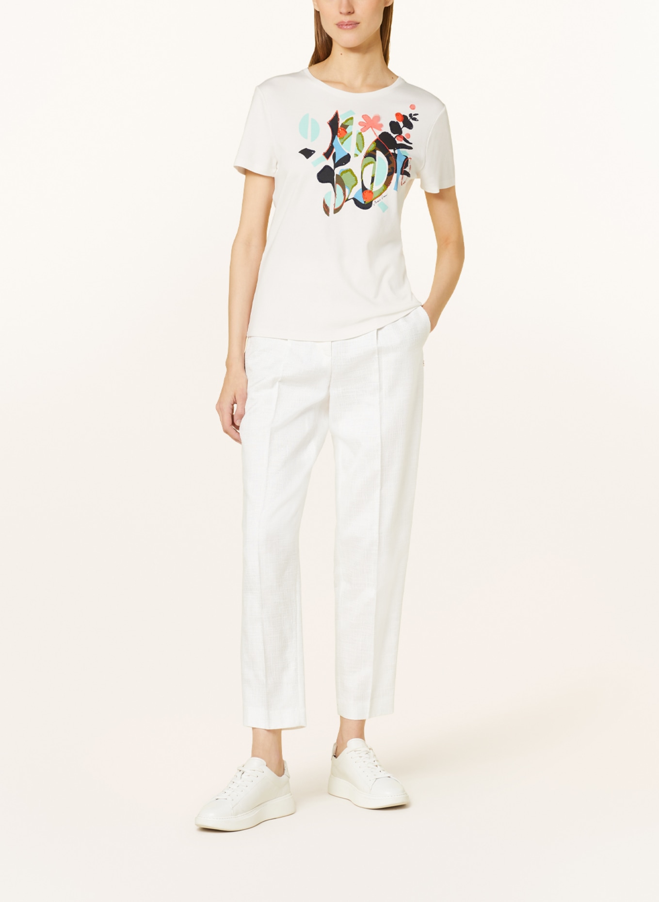 MARC CAIN T-shirt with sequins and decorative beads, Color: 110 off (Image 2)