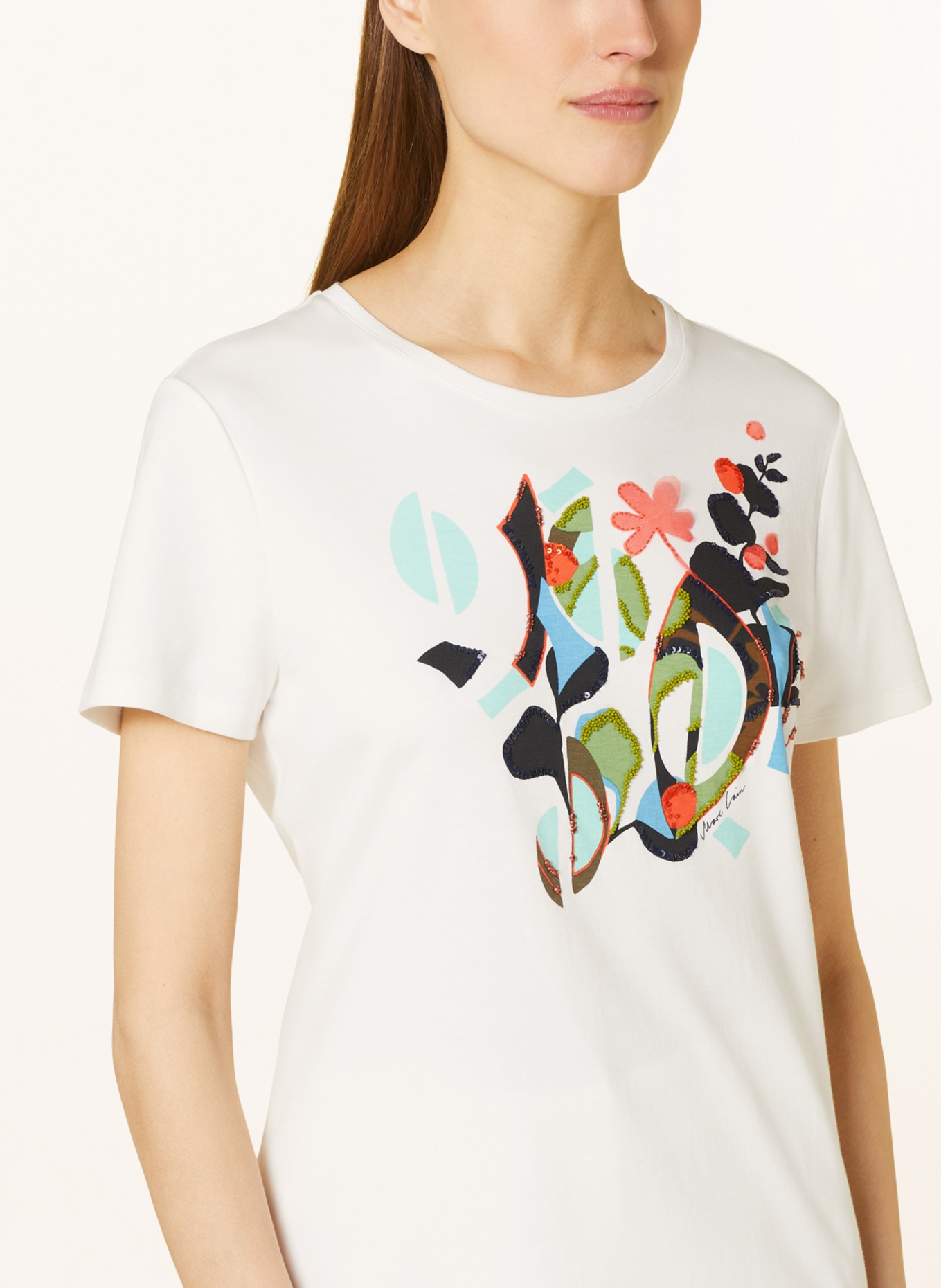 MARC CAIN T-Shirt mit Pailletten und Schmuckperlen, Farbe: 110 off (Bild 4)