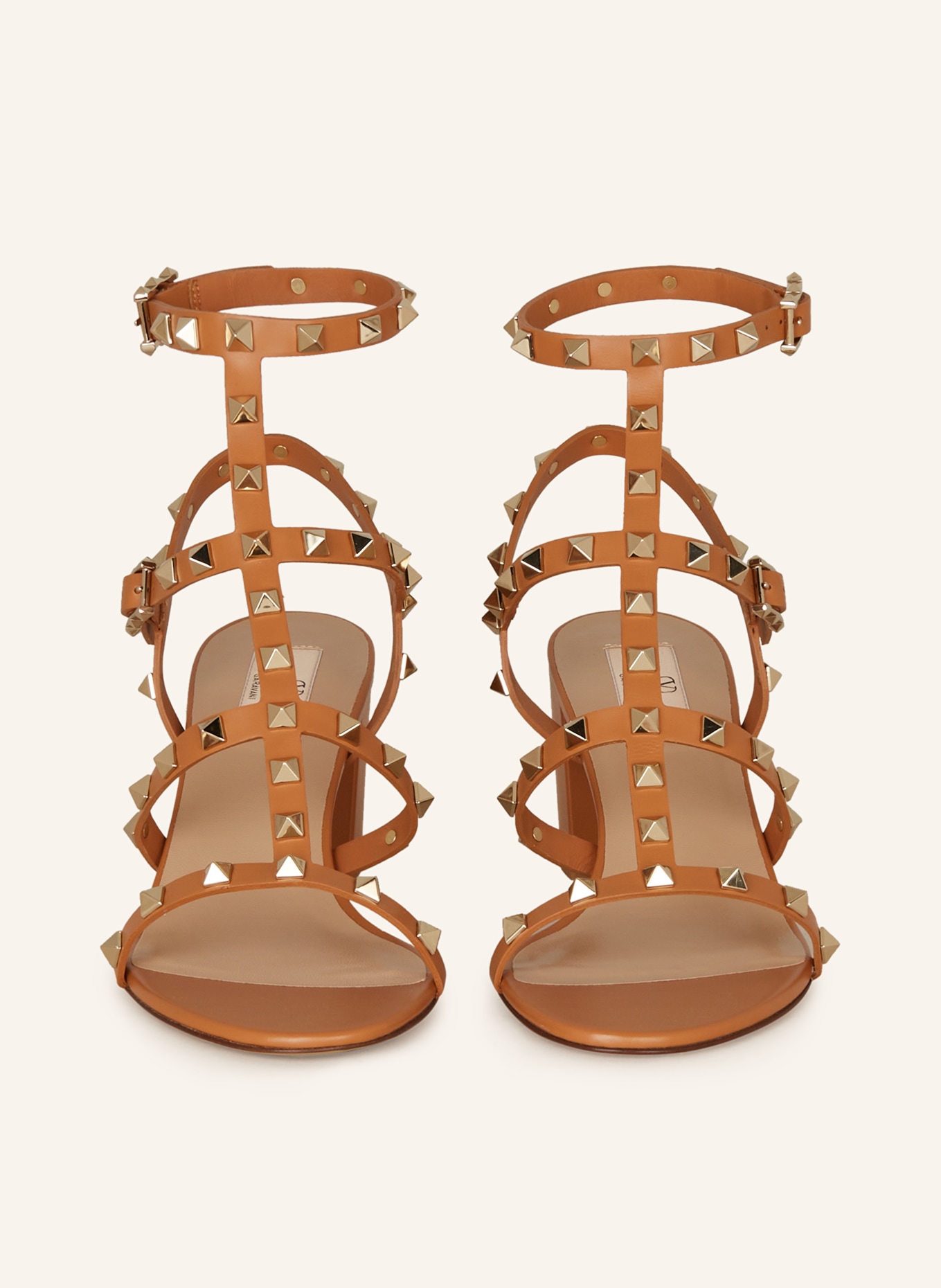VALENTINO GARAVANI Sandals ROCKSTUD with rivets, Color: BEIGE (Image 3)