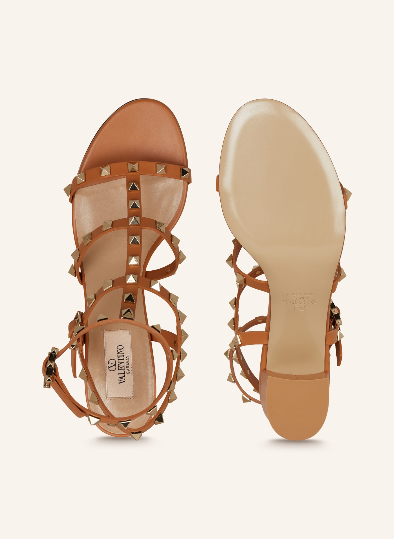 VALENTINO GARAVANI Sandals ROCKSTUD with rivets, Color: BEIGE (Image 5)