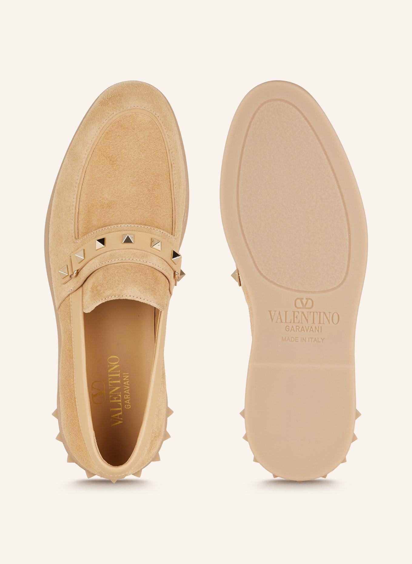 VALENTINO GARAVANI Loafers LEISURE FLOWS with rivets, Color: BEIGE (Image 5)