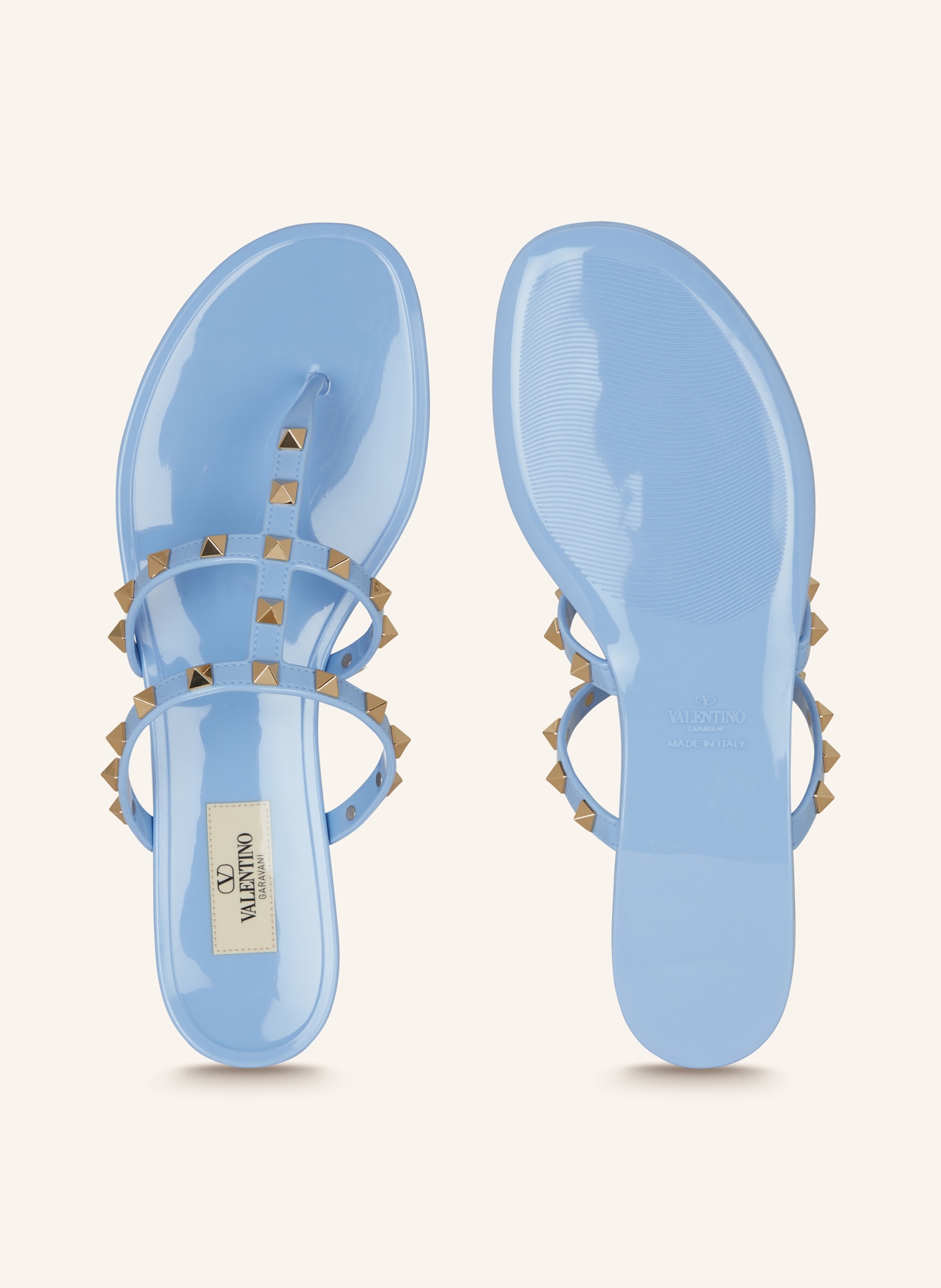 VALENTINO GARAVANI Flip flops ROCKSTUD with rivets: LIGHT BLUE