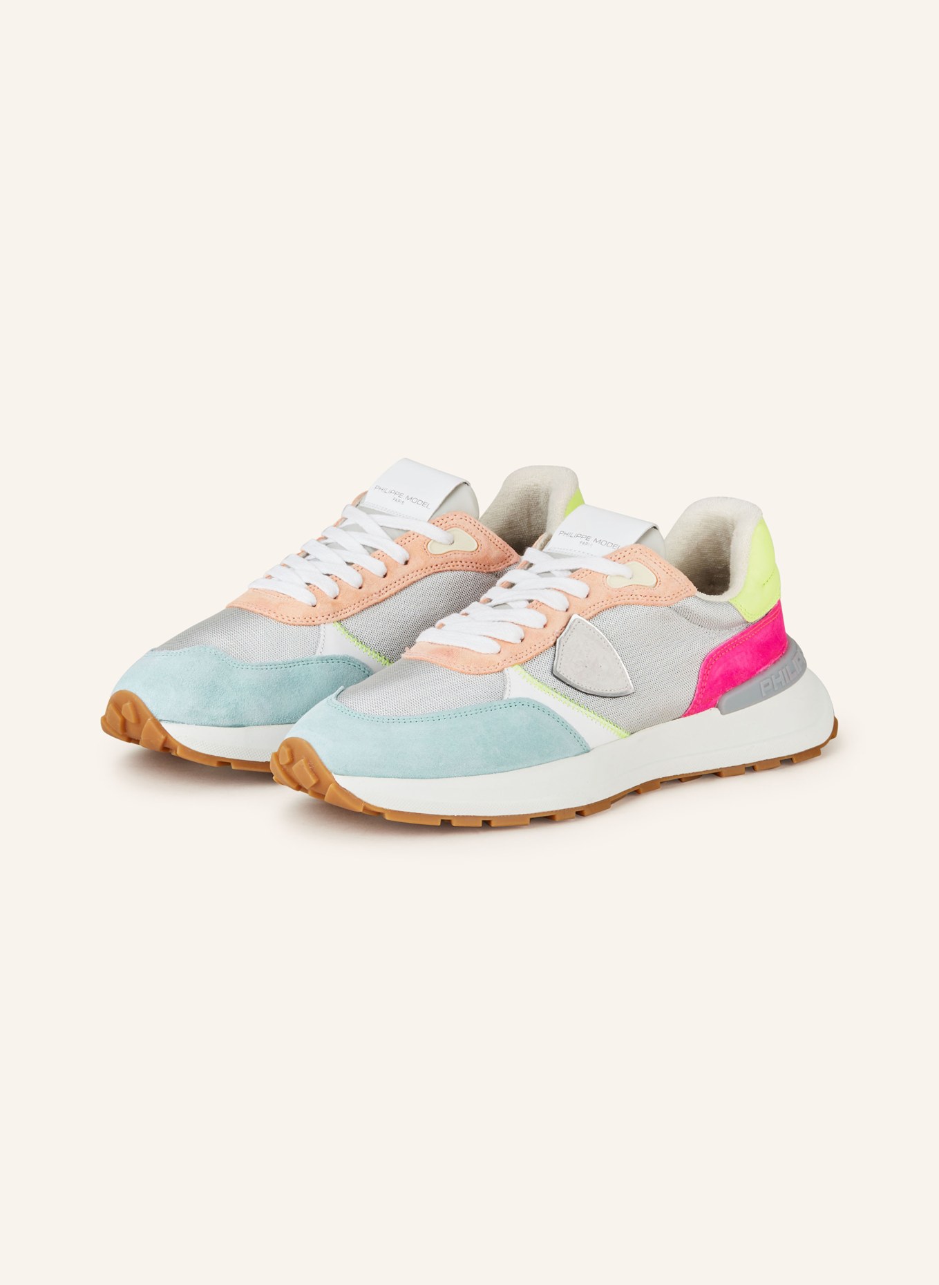 PHILIPPE MODEL Sneakers ANTIBES, Color: PINK/ NEON YELLOW/ MINT (Image 1)