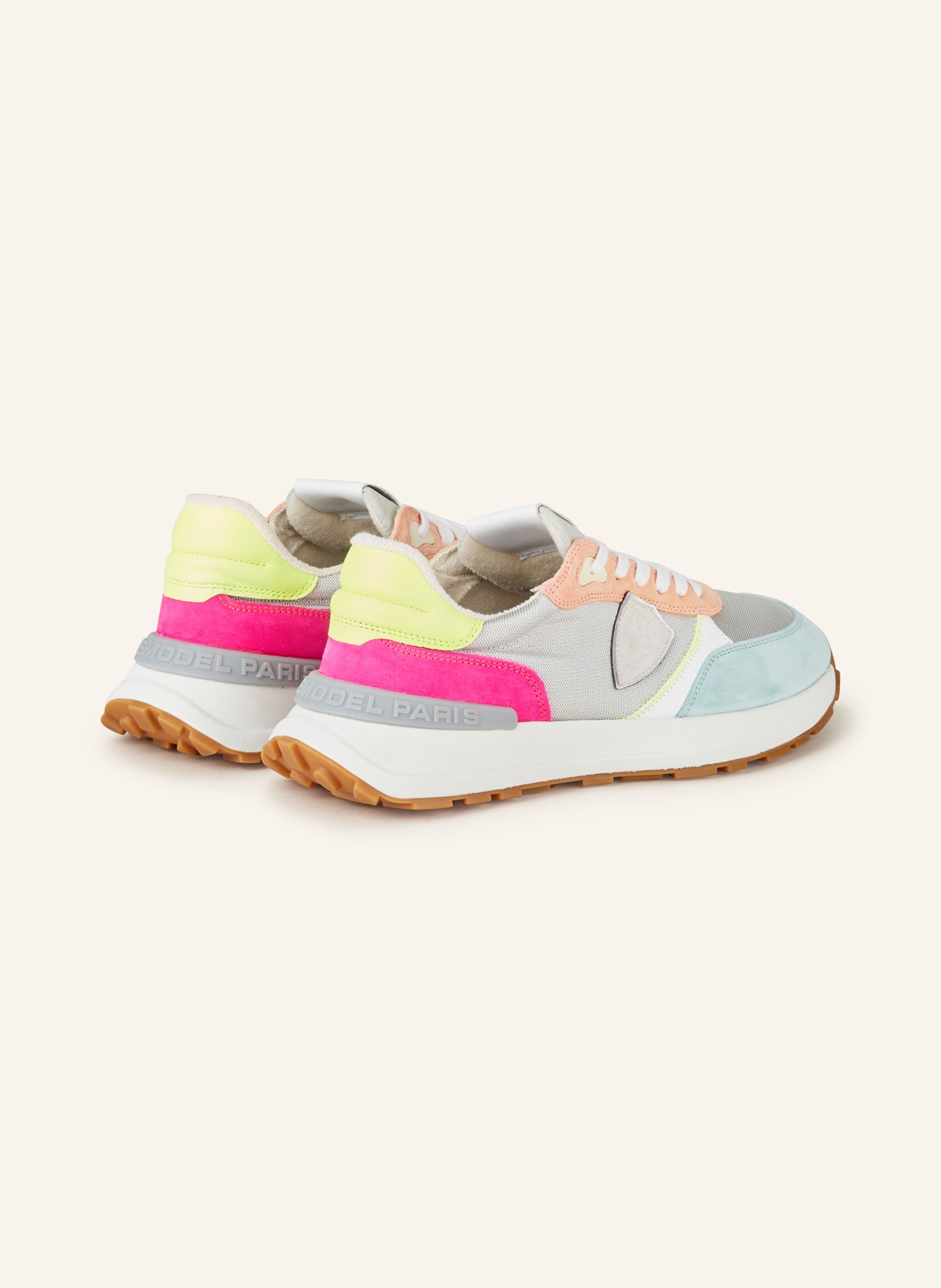PHILIPPE MODEL Sneakers ANTIBES, Color: PINK/ NEON YELLOW/ MINT (Image 2)