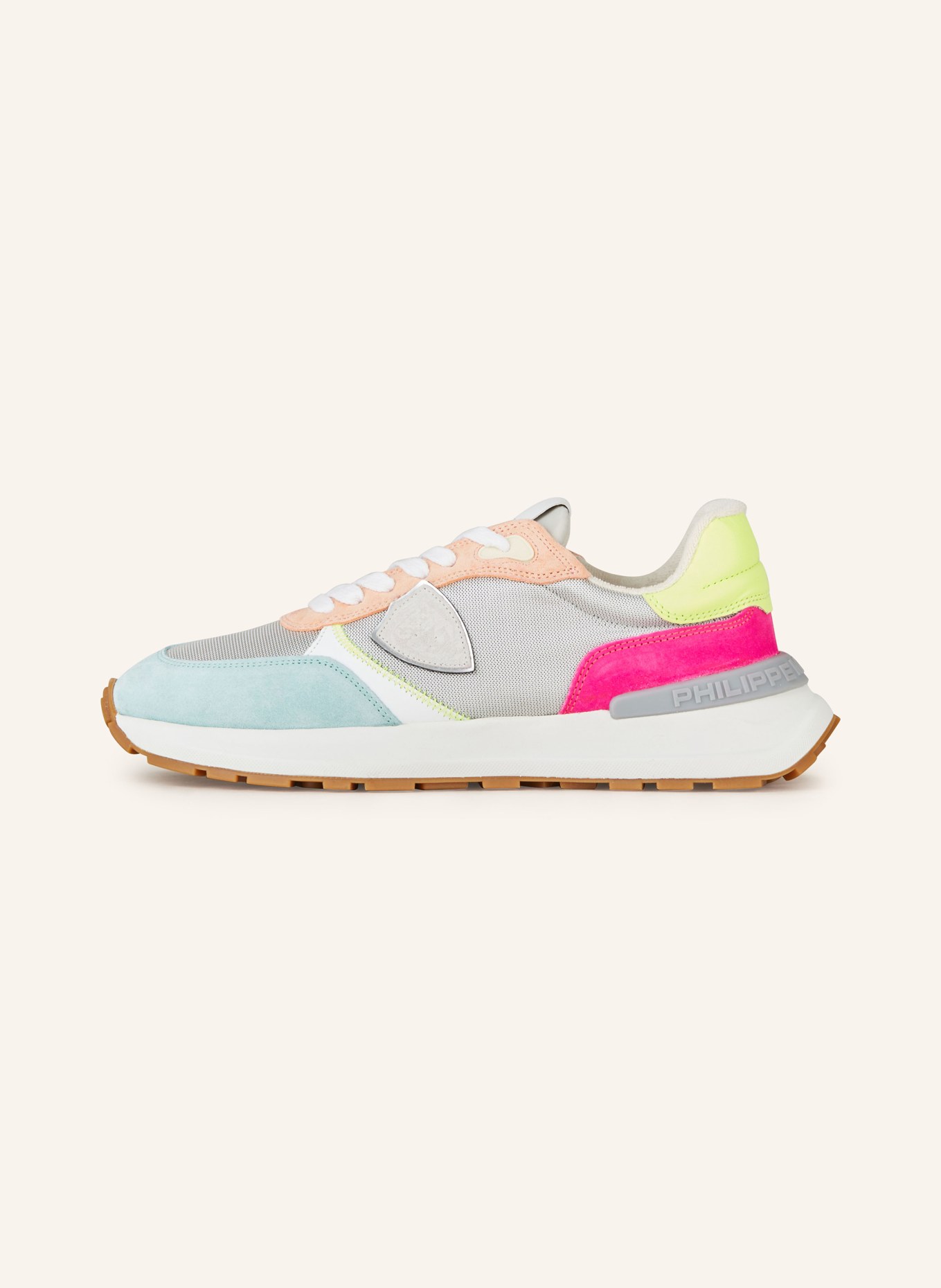 PHILIPPE MODEL Sneakers ANTIBES, Color: PINK/ NEON YELLOW/ MINT (Image 4)