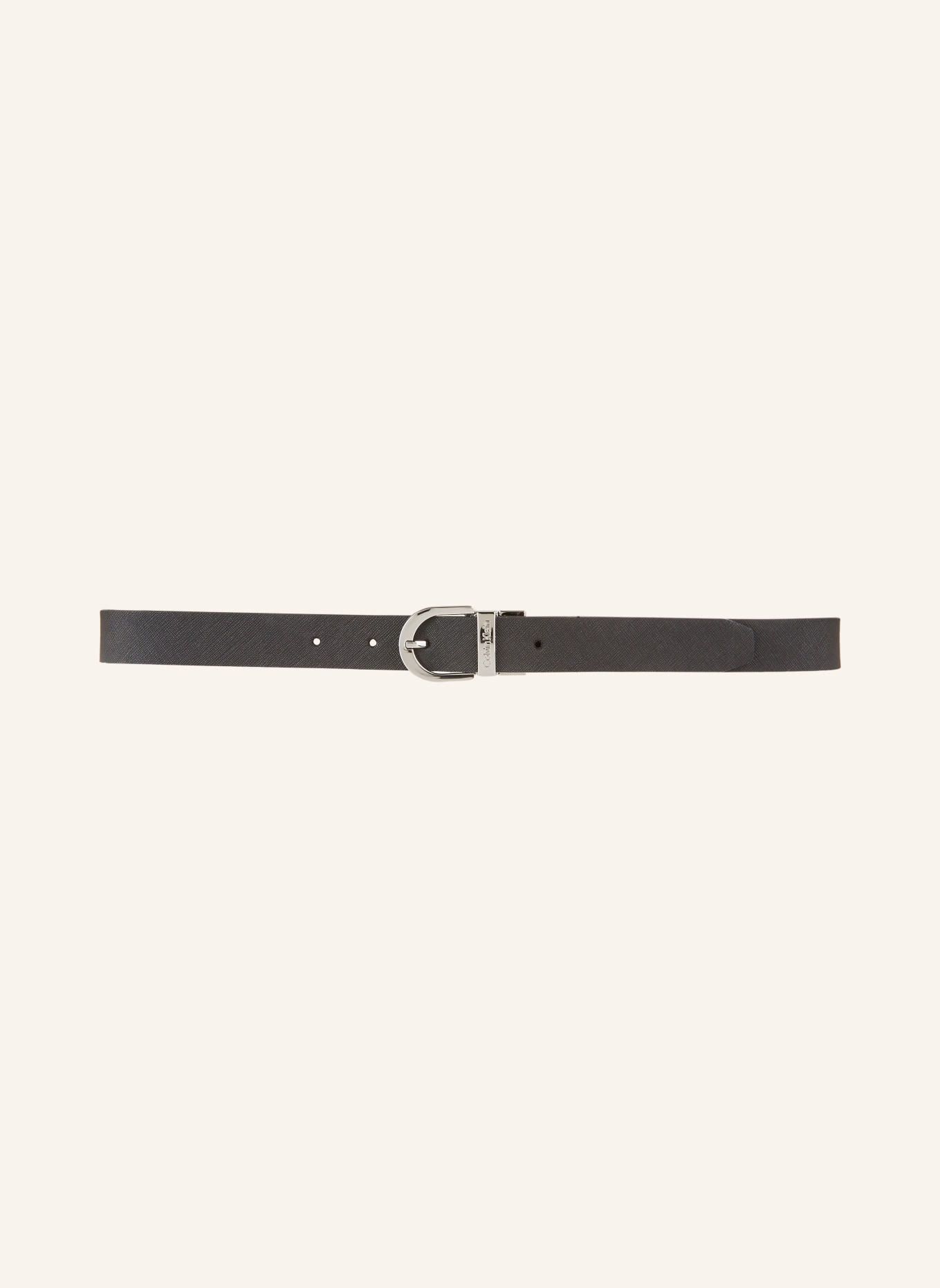 Calvin Klein Saffiano leather belt, Color: BLACK/ LIGHT GRAY (Image 2)