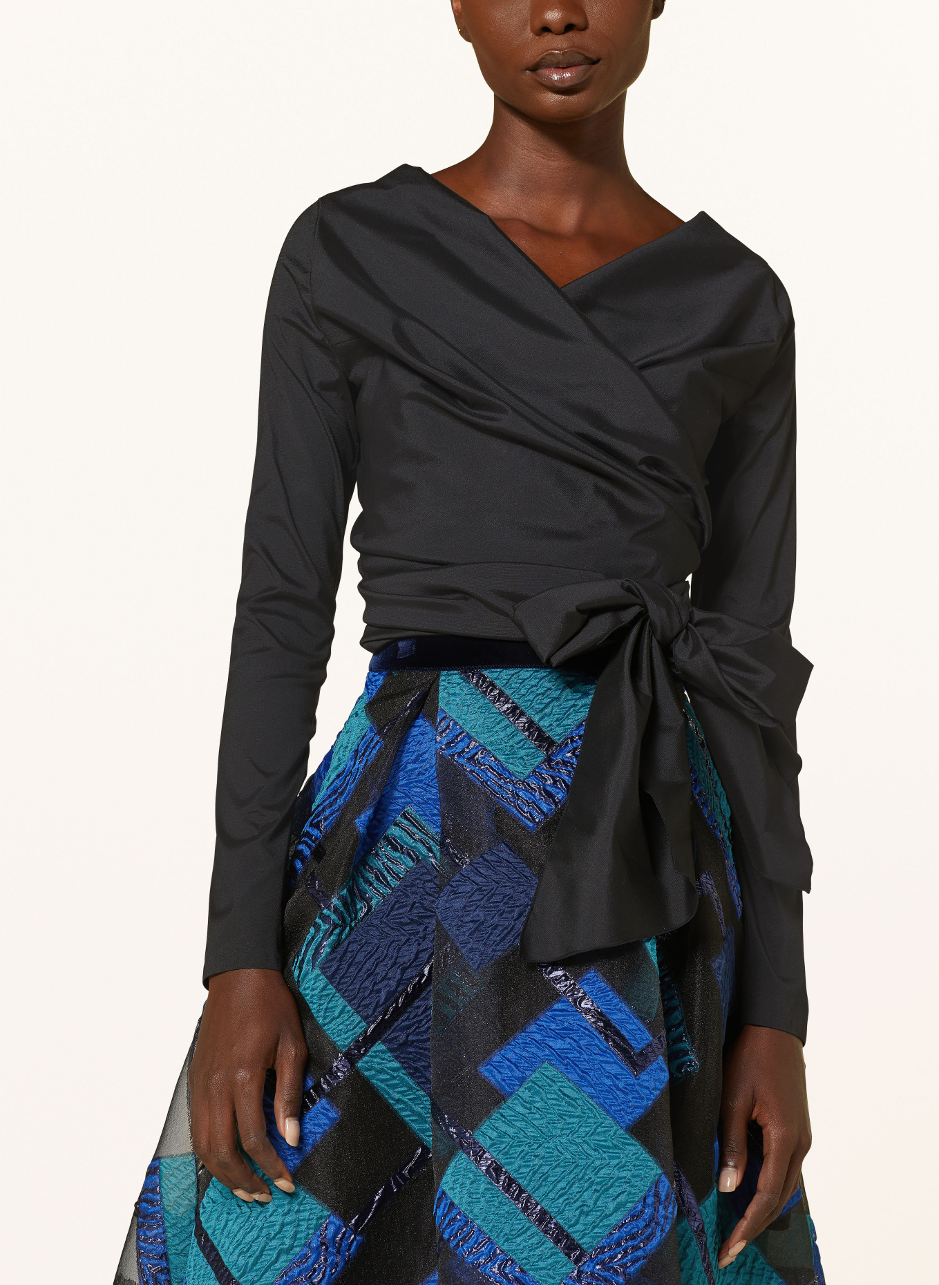 TALBOT RUNHOF Wrap blouse with silk, Color: BLACK (Image 4)