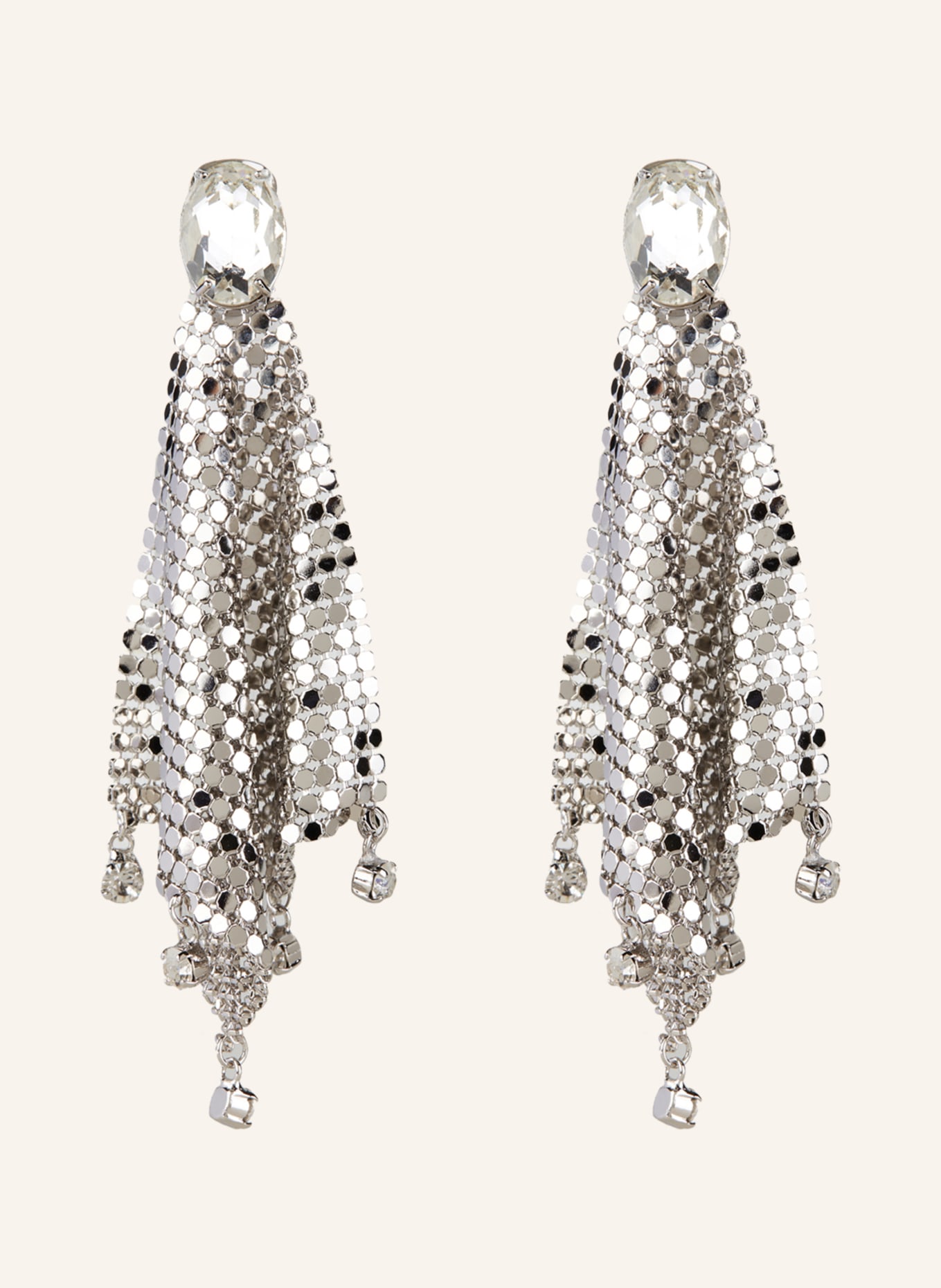 rabanne Earrings PIXEL STRASS, Color: SILVER/ WHITE (Image 1)