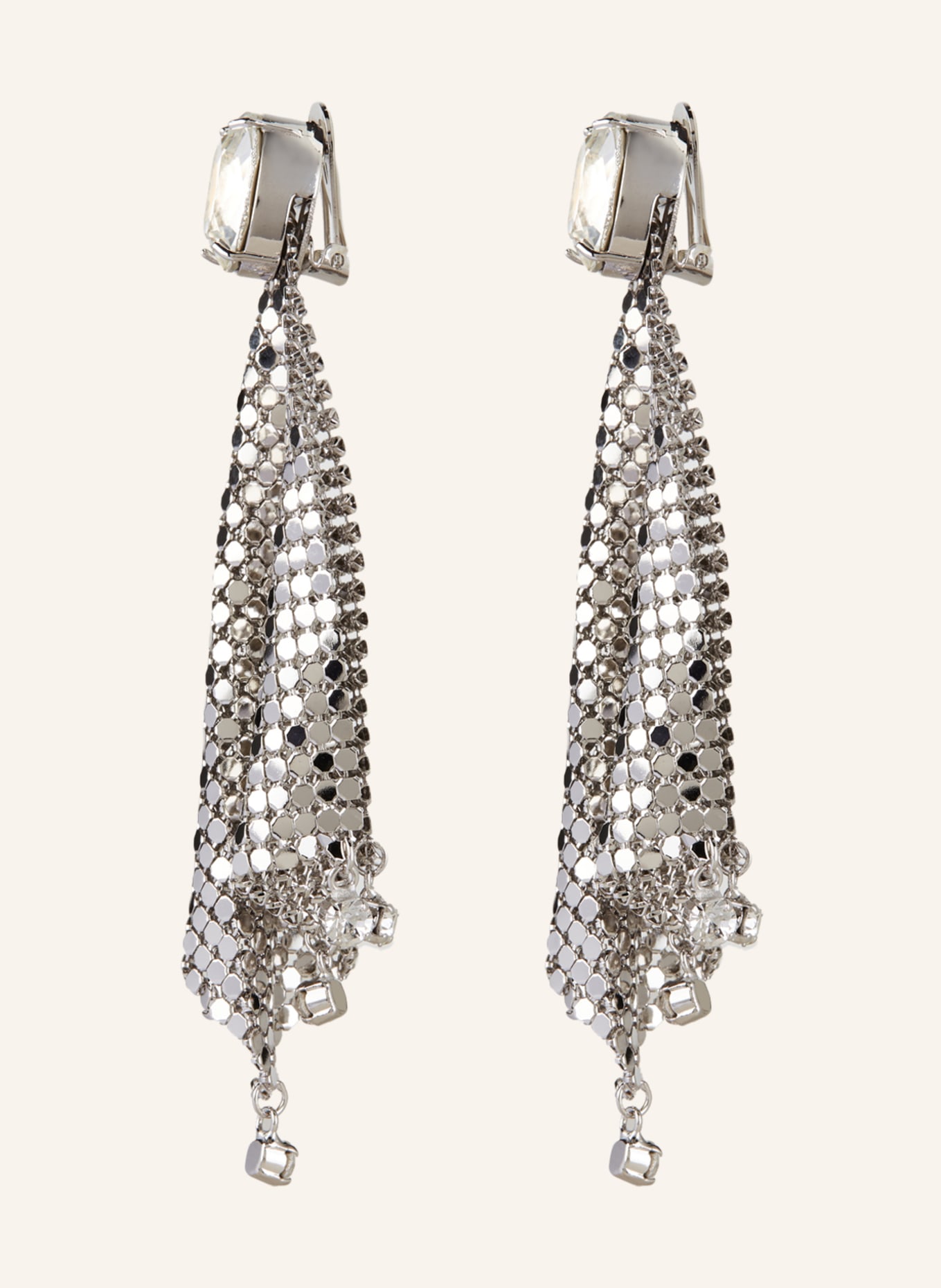 rabanne Earrings PIXEL STRASS, Color: SILVER/ WHITE (Image 2)
