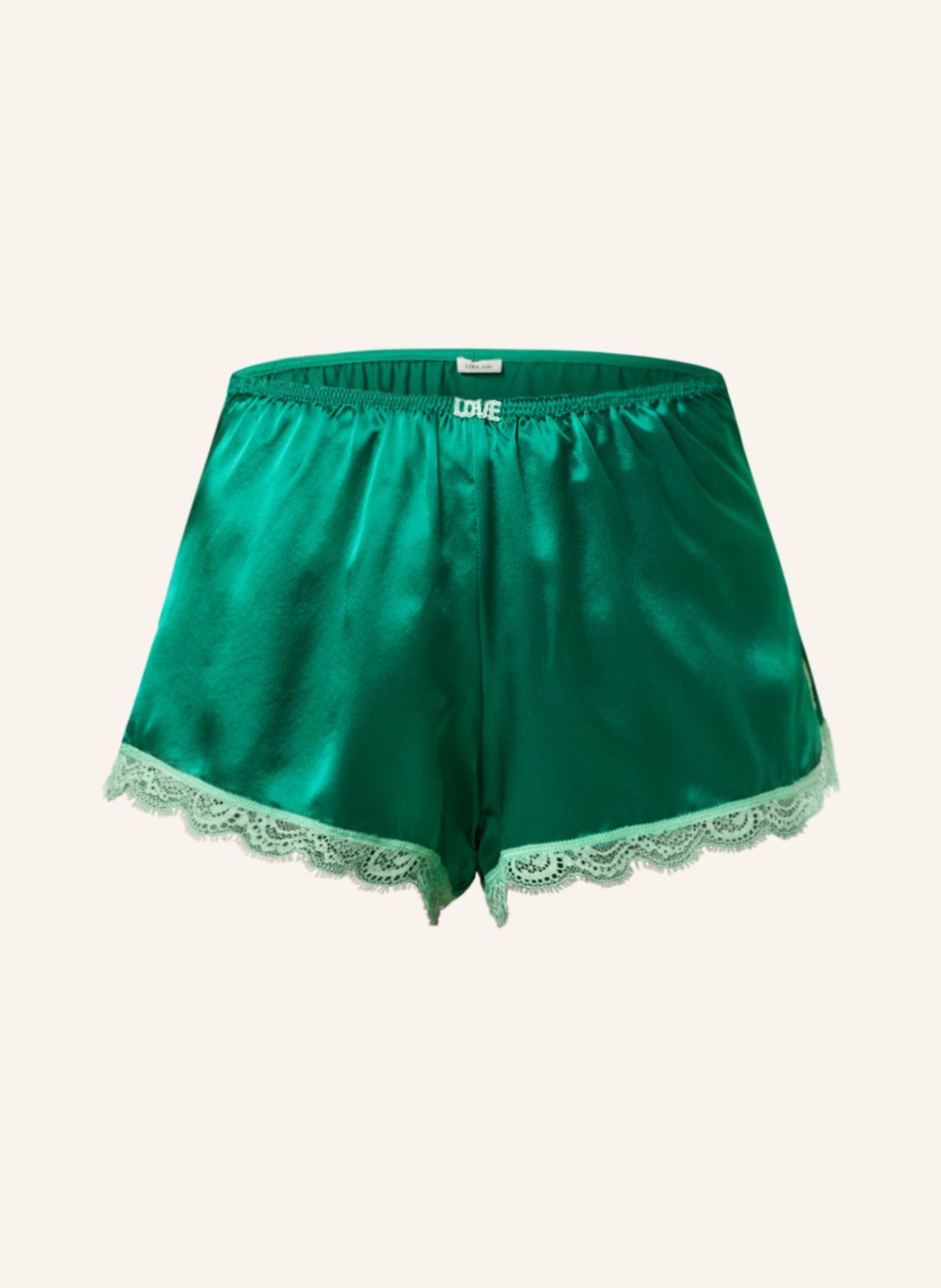 LOVE Stories Pajama shorts APOLLO made of satin, Color: GREEN/ LIGHT GREEN (Image 1)