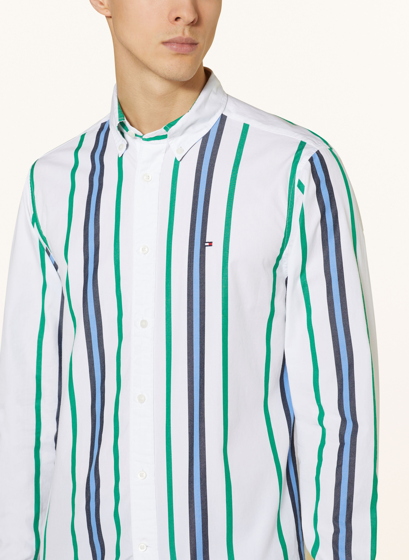 TOMMY HILFIGER Shirt regular fit, Color: WHITE/ GREEN/ LIGHT BLUE (Image 4)