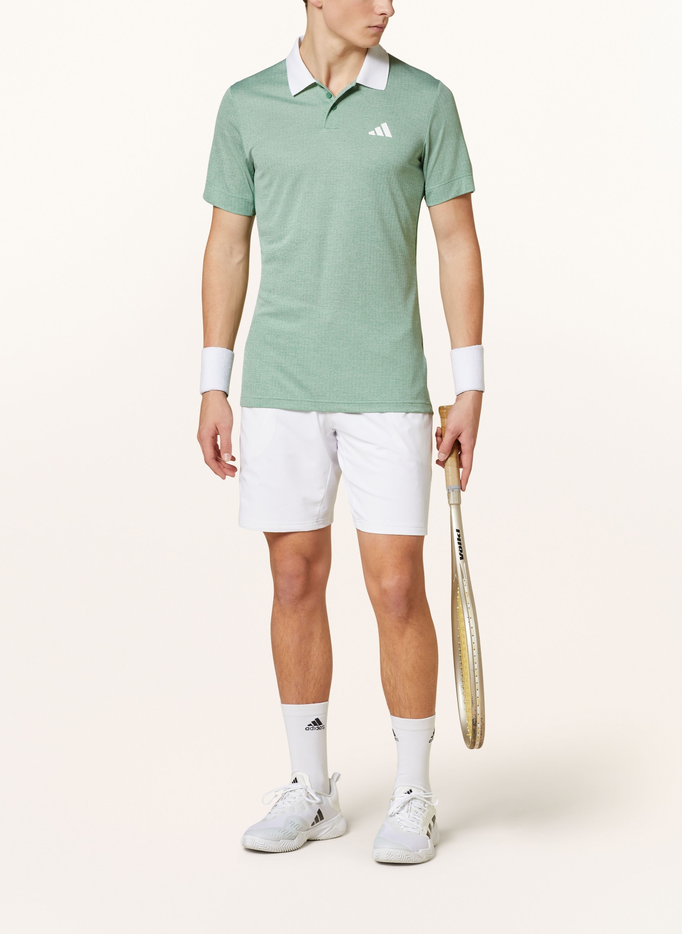 adidas Funktions-Poloshirt FREELIFT Regular Fit, Farbe: HELLGRÜN/ WEISS (Bild 2)