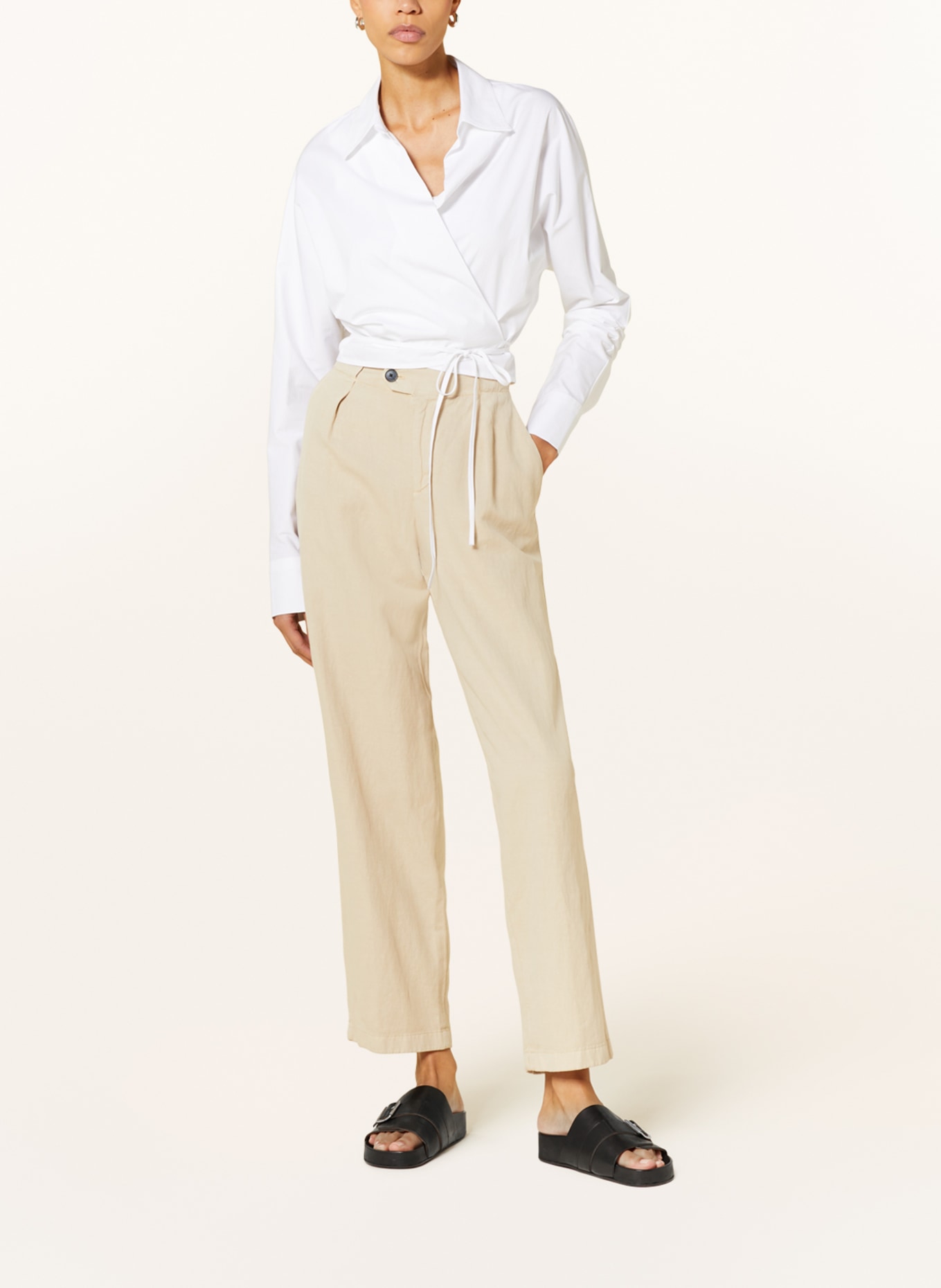 CLOSED Spodnie MAWSON z lnem, Kolor: JASNOBRĄZOWY (Obrazek 2)