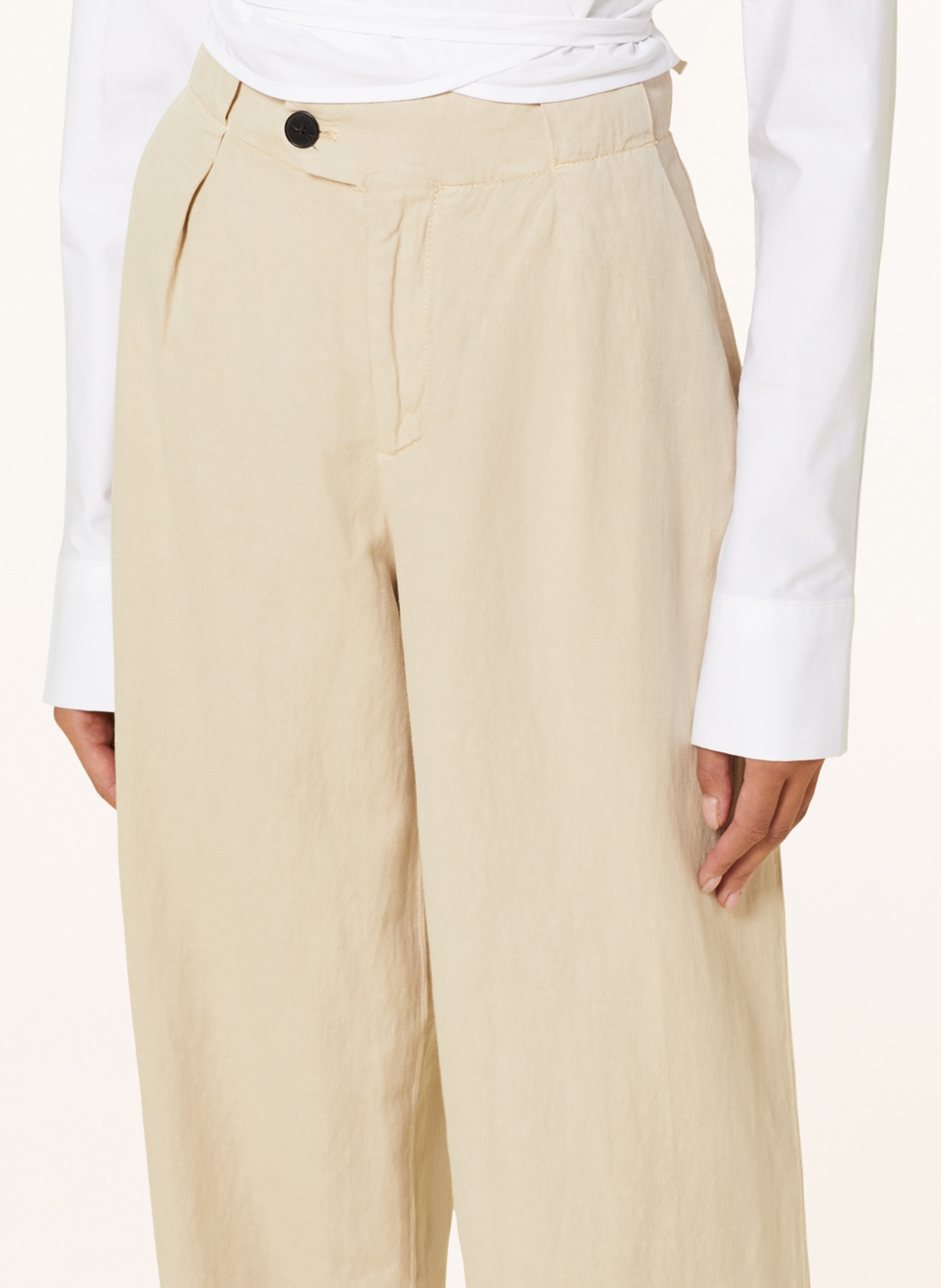CLOSED Spodnie MAWSON z lnem, Kolor: JASNOBRĄZOWY (Obrazek 5)