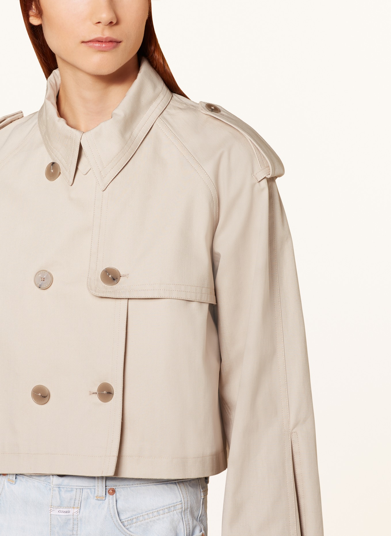 CLOSED Cropped trench coat, Color: LIGHT BROWN (Image 4)