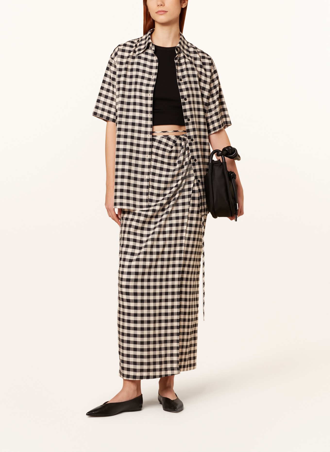 CLOSED Wrap skirt, Color: BLACK/ BEIGE (Image 2)
