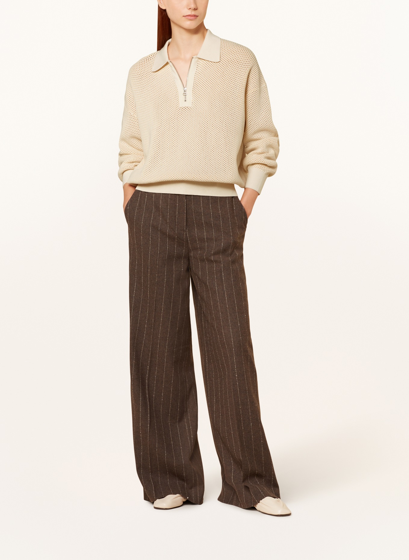 CLOSED Half-zip sweater, Color: ECRU/ LIGHT YELLOW (Image 2)