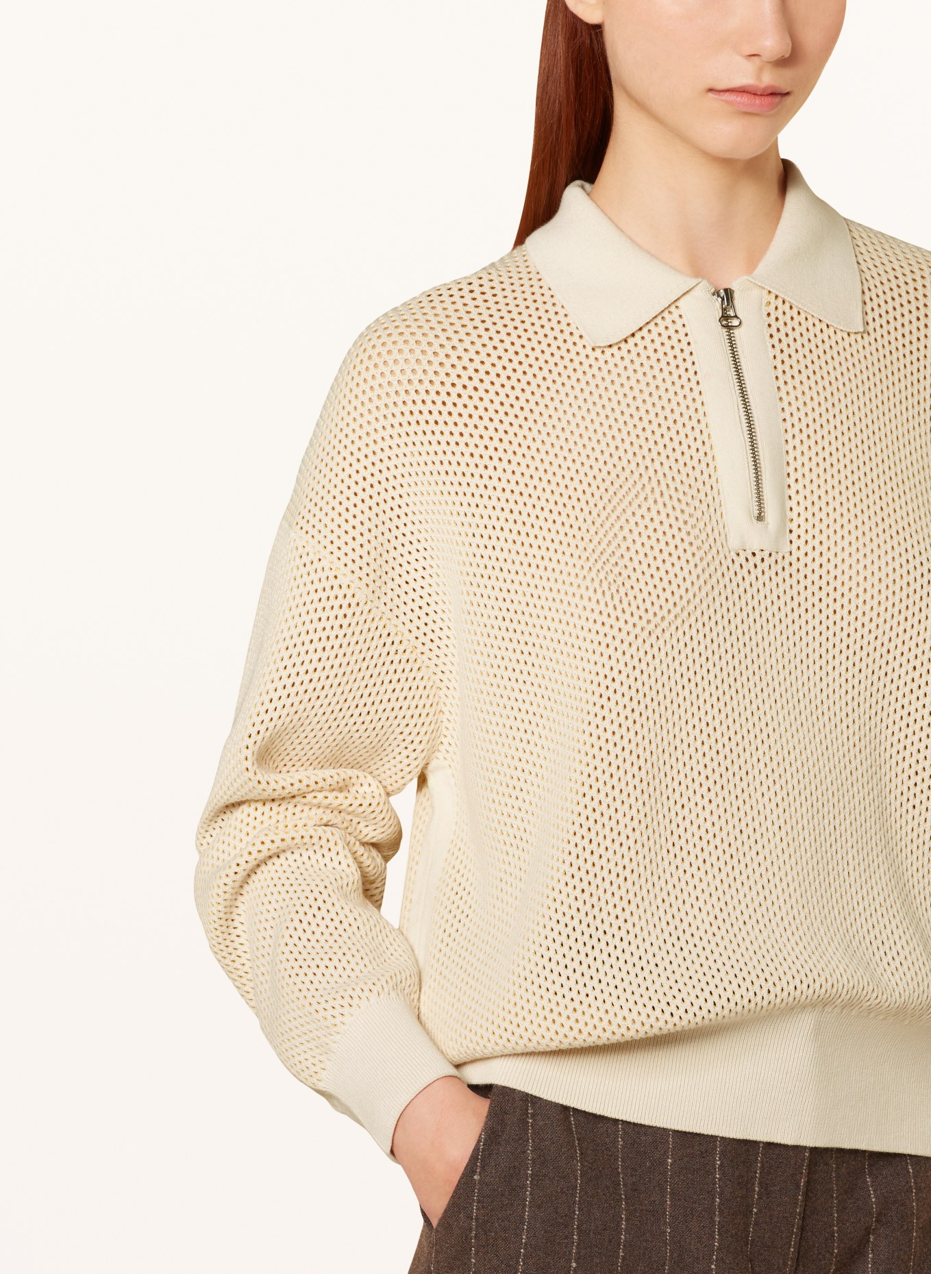 CLOSED Half-zip sweater, Color: ECRU/ LIGHT YELLOW (Image 4)