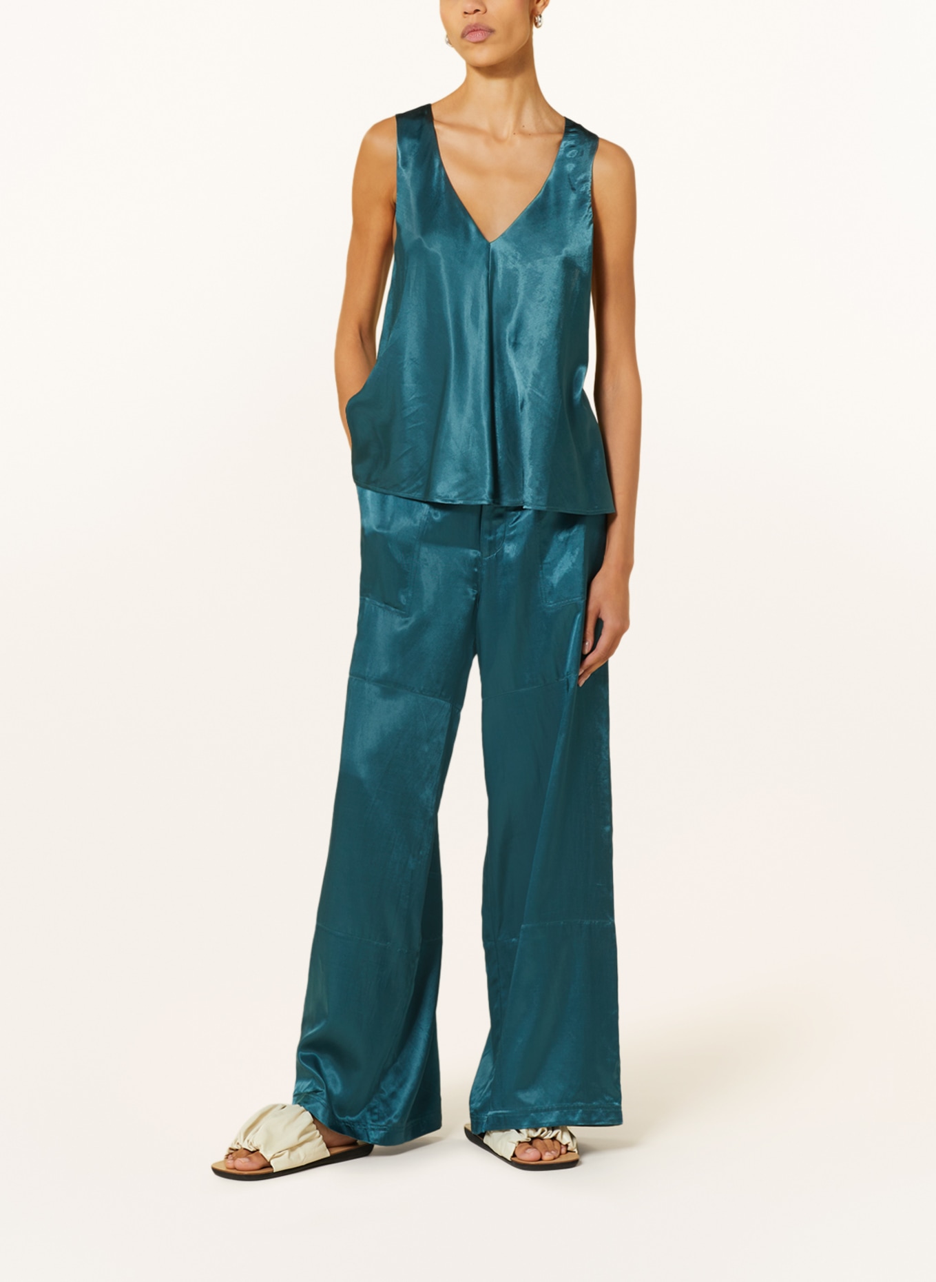 CLOSED Wide leg trousers WYNNETH in satin, Color: TEAL (Image 2)