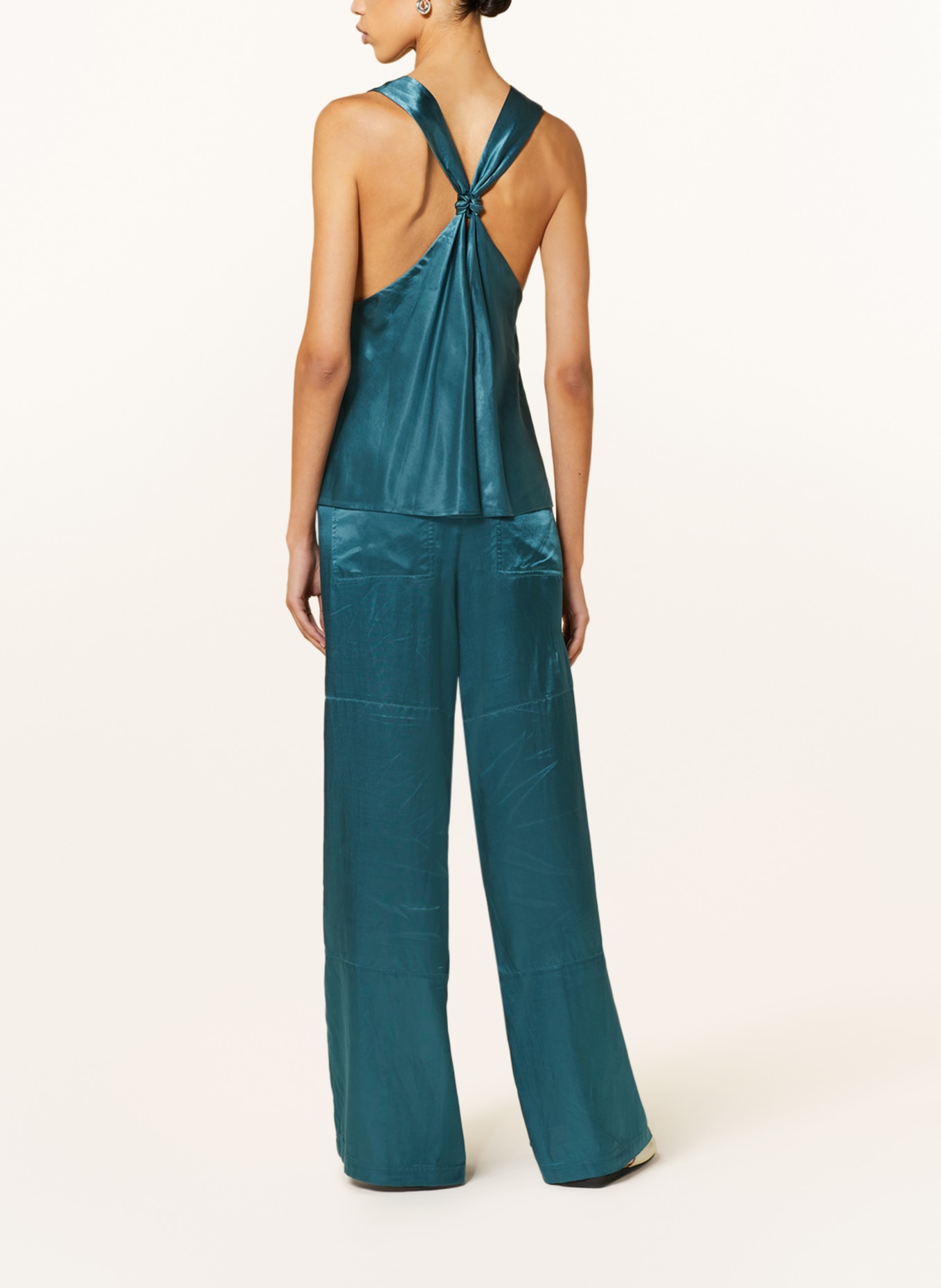 CLOSED Wide leg trousers WYNNETH in satin, Color: TEAL (Image 3)
