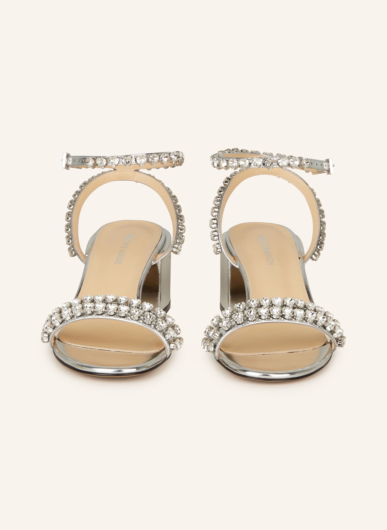 MACH & MACH Sandals AUDREY with decorative gems, Color: SILVER (Image 3)