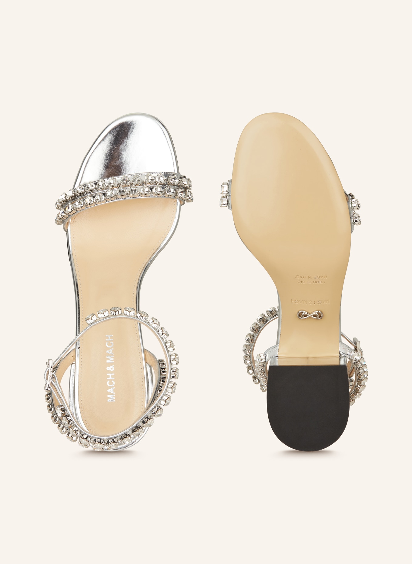 MACH & MACH Sandals AUDREY with decorative gems, Color: SILVER (Image 5)
