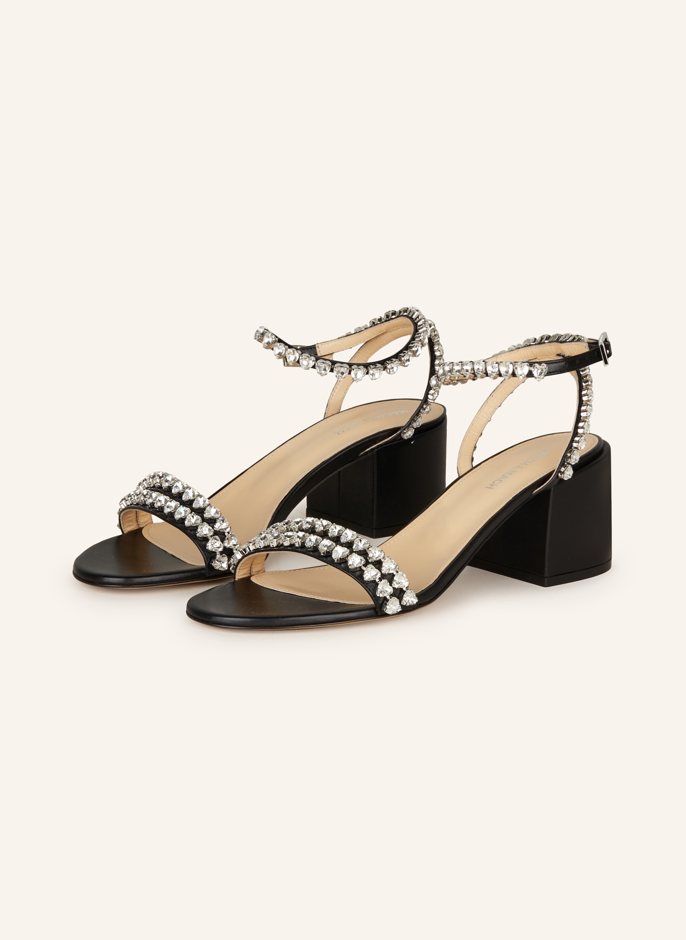 MACH & MACH Sandals AUDREY with decorative gems, Color: BLACK (Image 1)